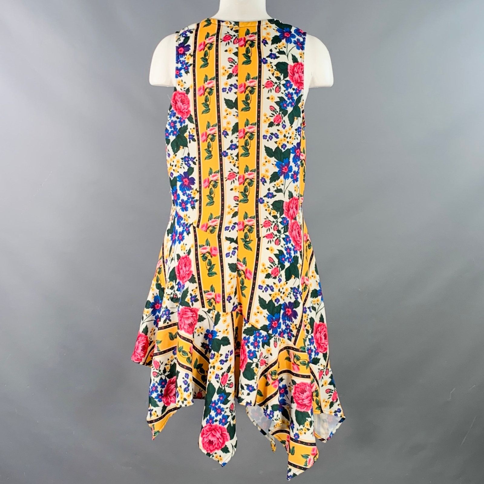 Other S Yellow Multi Color Polyester Floral Asymmetrical Dress Size S / US 4 / IT 40 - 3 Thumbnail