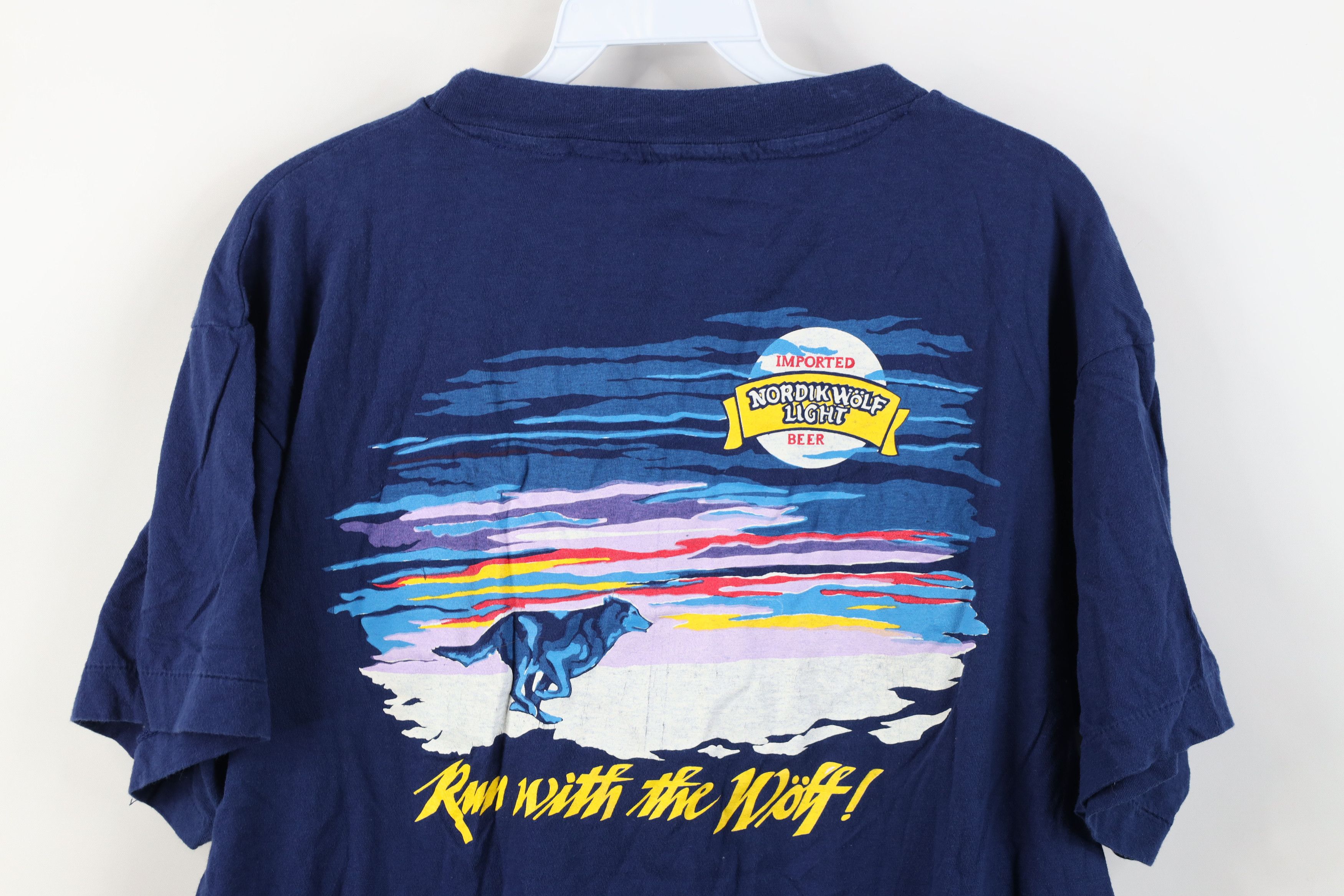 Vintage Vintage 80s Nordik Wolf Light Beer Pocket T-Shirt Cotton Size US M / EU 48-50 / 2 - 15 Thumbnail