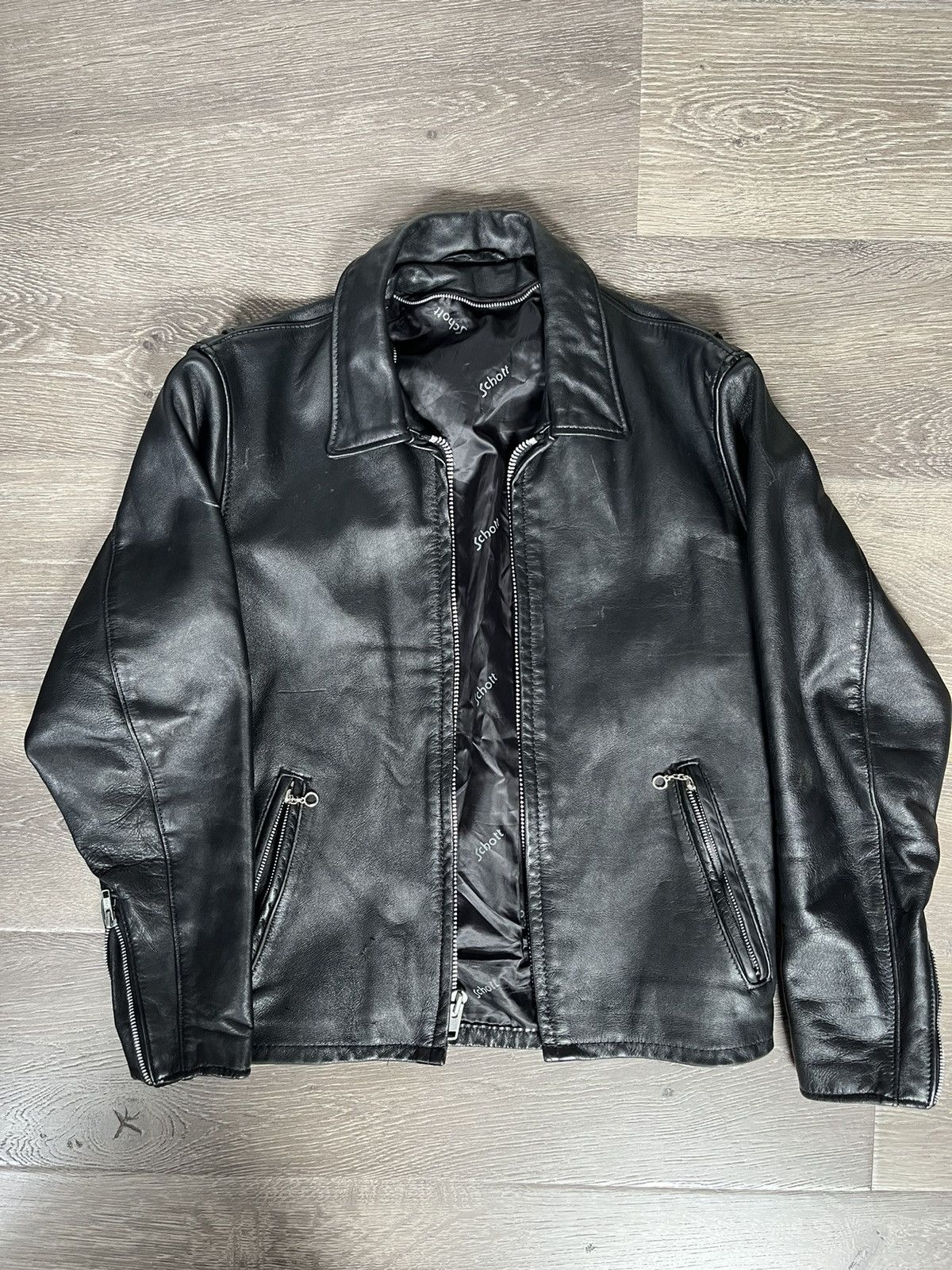 image of Schott x Vintage Storm Racer Jacket in Black, Men's (Size Small)