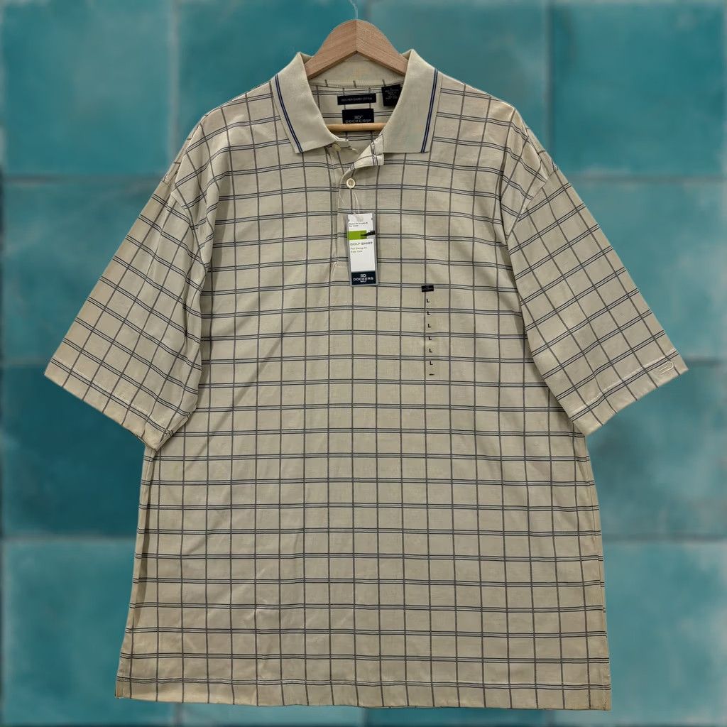 Dockers Dockers Golf Polo Shirt Mens Large Beige Check Easy Care Cotton Fit Size US L / EU 52-54 / 3 - 1 Thumbnail
