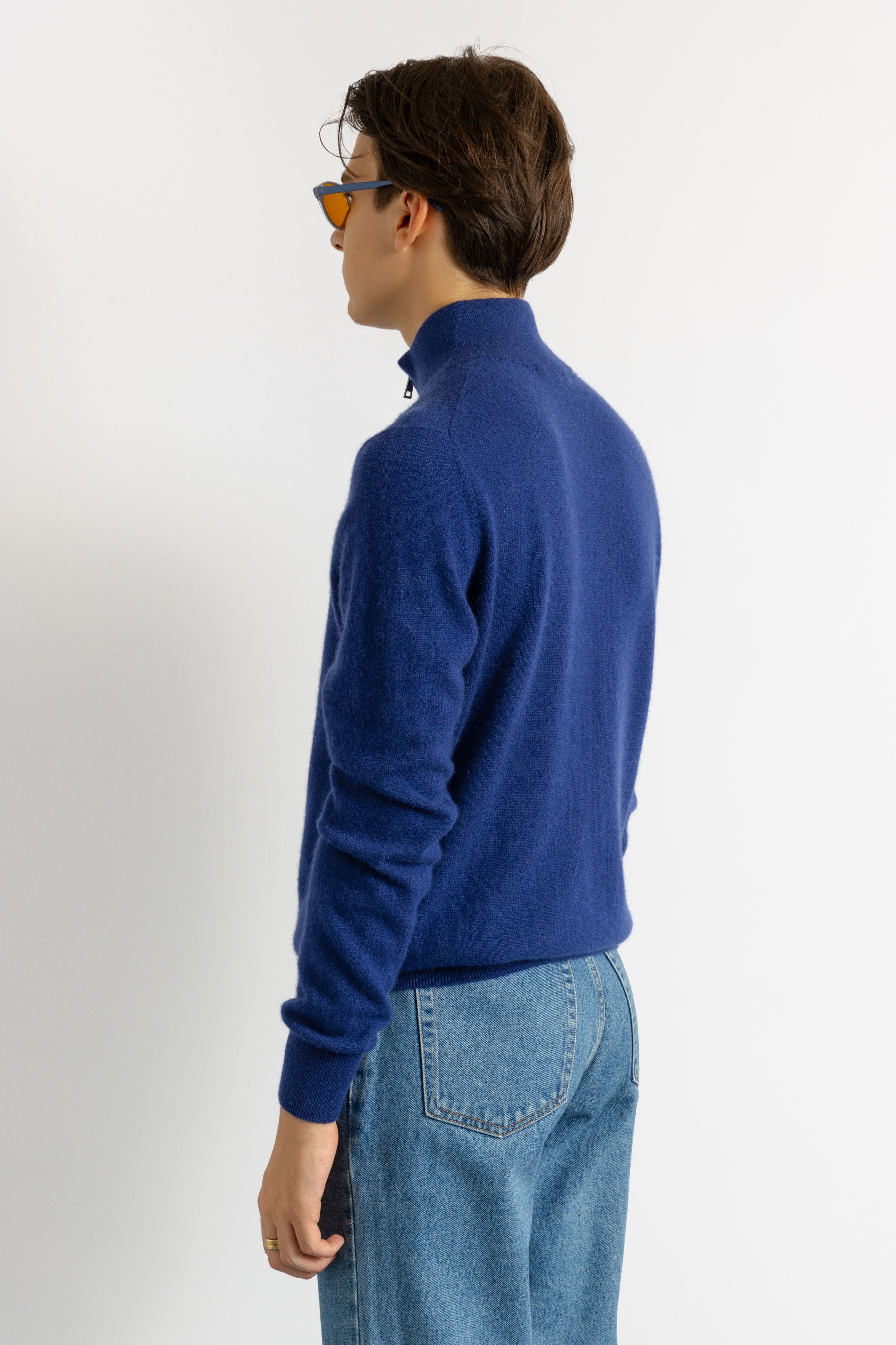 Vintage Unisex Cashmere Blue 1/4 Zip Turtleneck Sweater 8734 Size US M / EU 48-50 / 2 - 5 Thumbnail