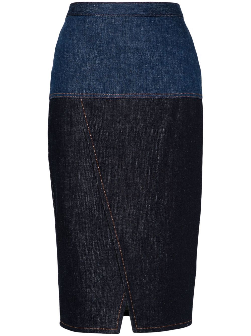 Fendi BICOLOR DENIM MIDI SKIRT Size 27" / US 4 / IT 40 - 1 Thumbnail