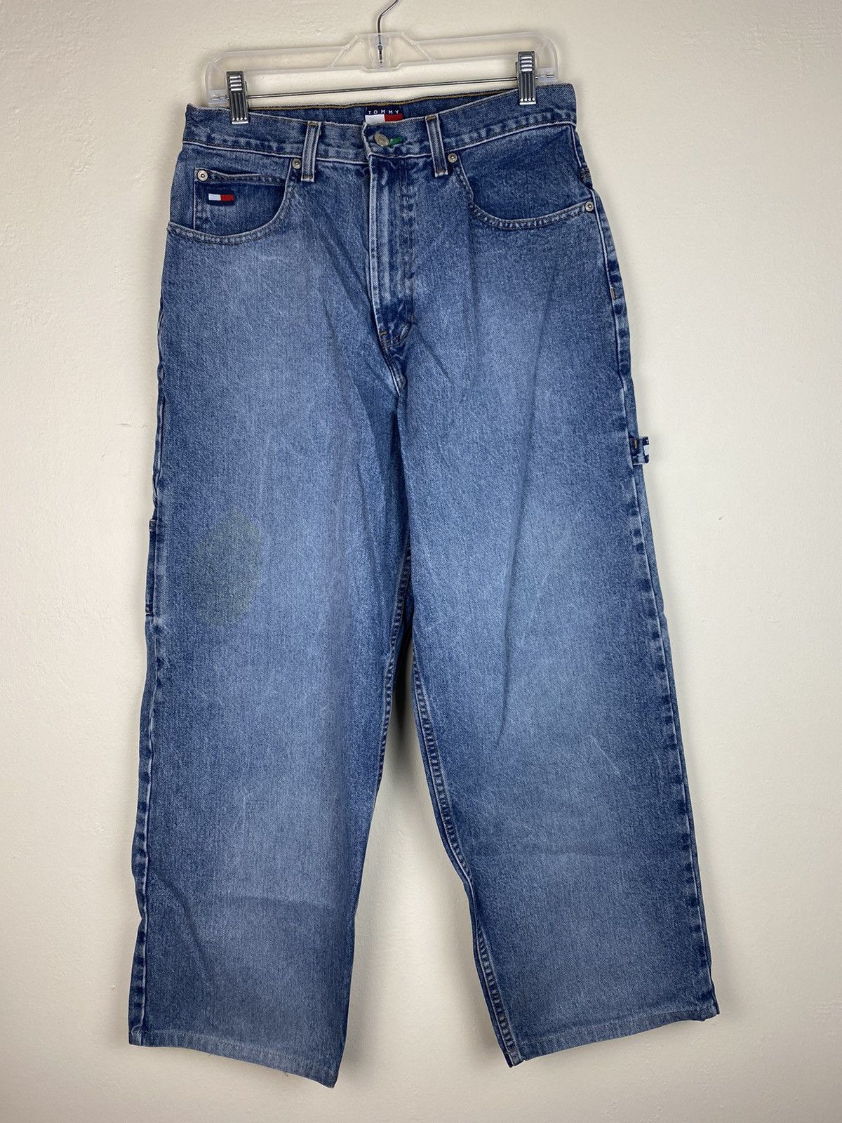 Tommy Hilfiger 90’s Vintage Blue Tommy Jeans Carpenter Denim Jeans Baggy Size US 30 / EU 46 - 1 Thumbnail