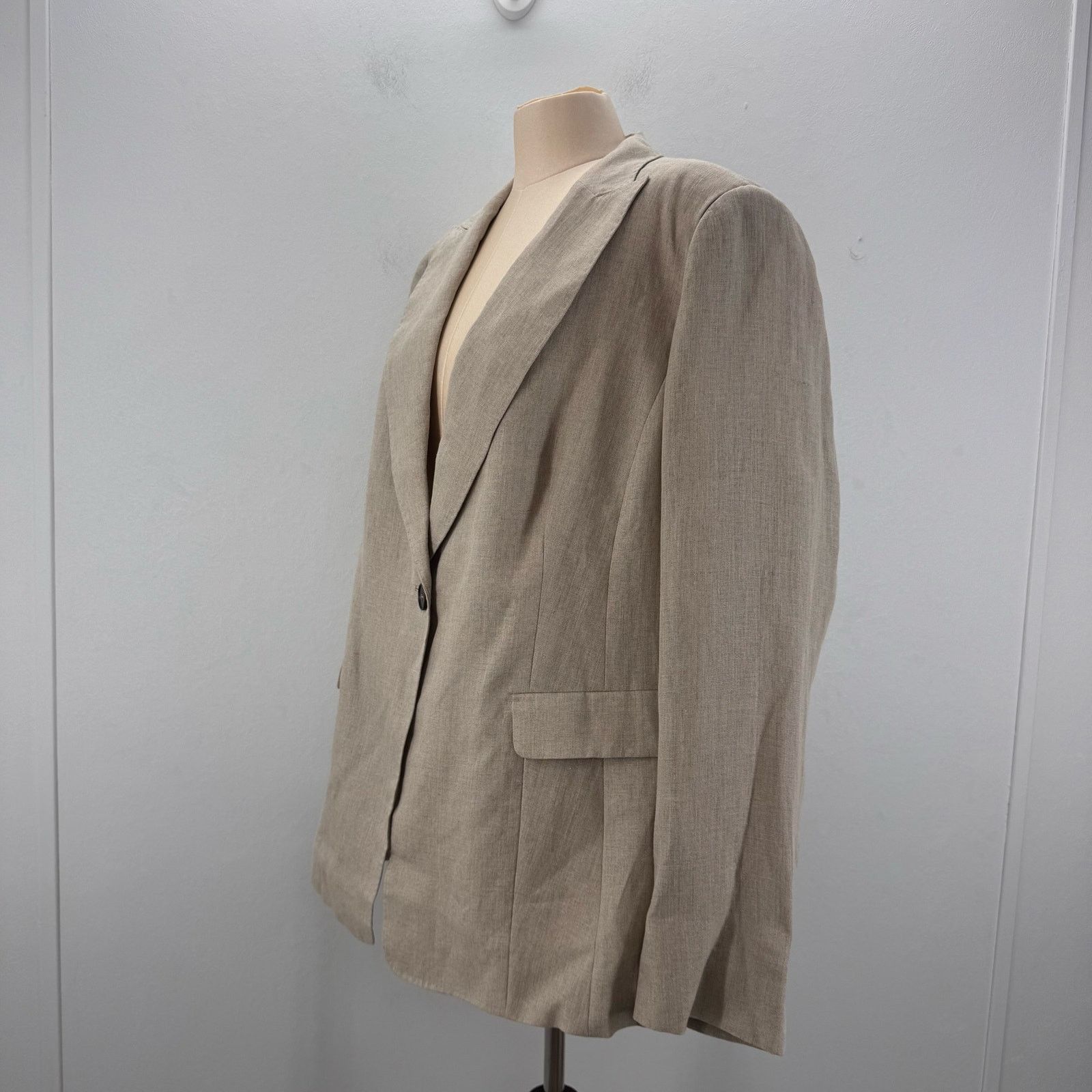 Marina Rinaldi Marina Rinaldi Linen Beige Blazer Jacket Plus sz 22 Neutral Size 3XL / US 20-22 - 3 Thumbnail