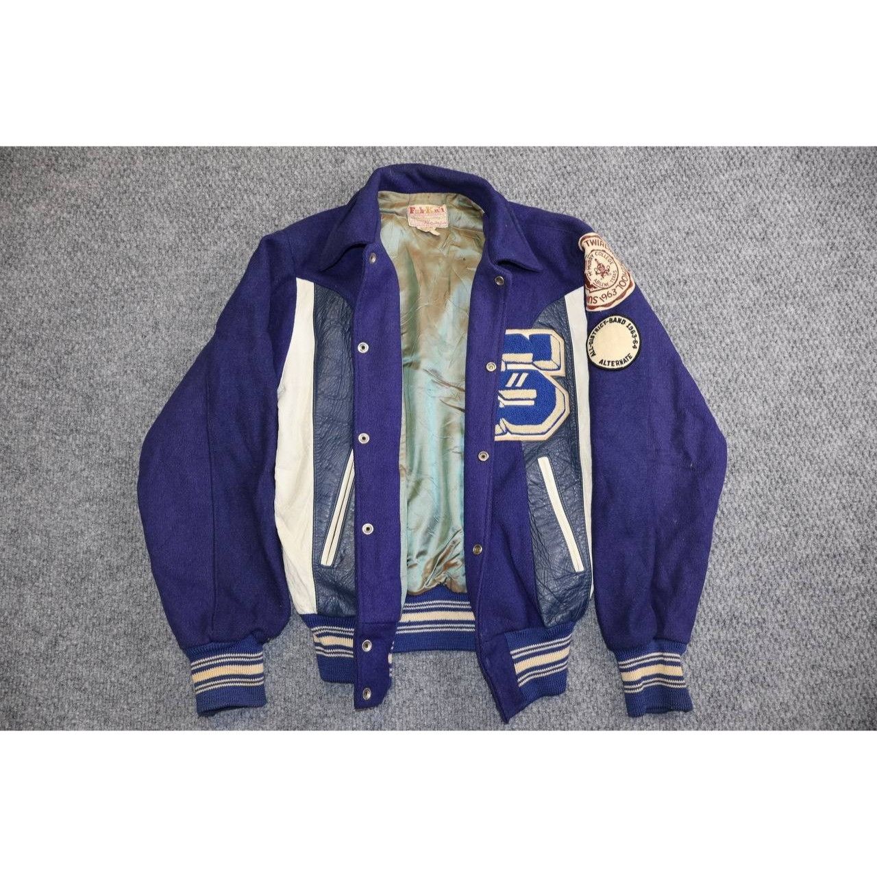Vintage Vintage 60s Fab Knit Wool Varsity Letterman Jacket Blue 36 Size US S / EU 44-46 / 1 - 4 Thumbnail