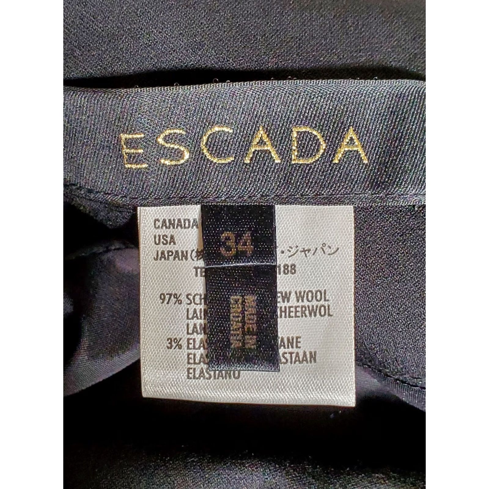 Escada ESCADA Black Wool Gold "E" Accent Skirt Women's Size 34 Size 24" / US 00 / IT 34 - 4 Thumbnail