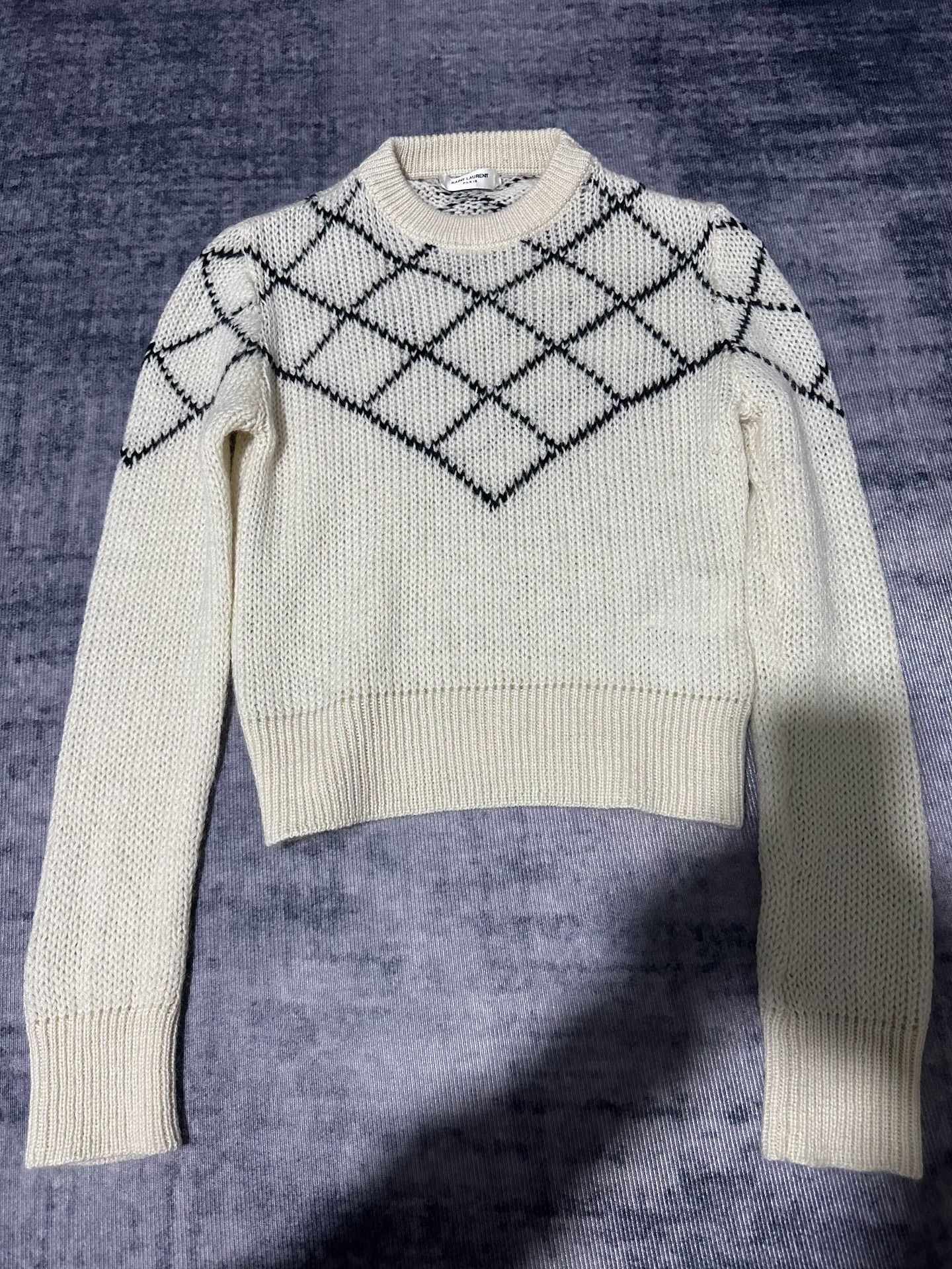 Saint Laurent Paris Saint Laurent SLP 21FW Argyle Cropped Sweater Size XS / US 0-2 / IT 36-38 - 1 Thumbnail