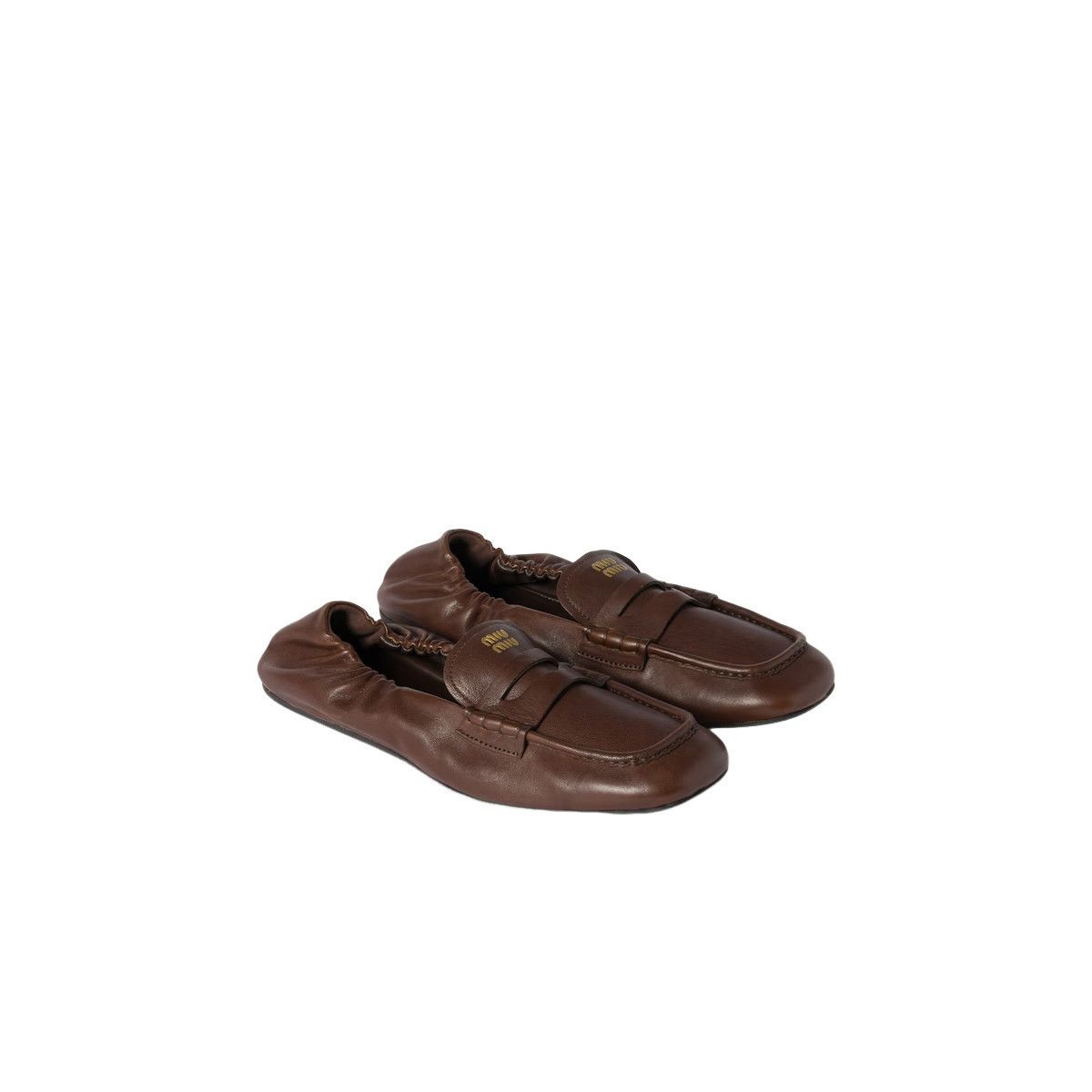Miu Miu MIU MIU Ruches Briarwood Leather Loafers New & Authentic (Wo Size US 6 / IT 36 - 1 Thumbnail