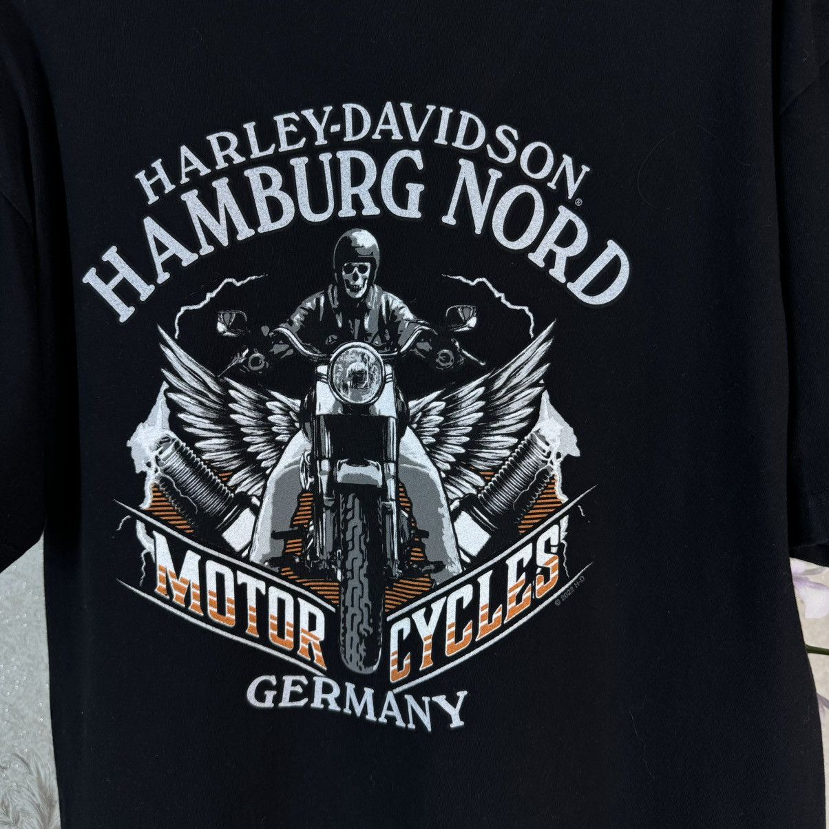 Harley Davidson × Vintage Harley Davidson T shirt Skeleton Biker Hamburg Nord Germany Size US XXL / EU 58 / 5 - 10 Thumbnail