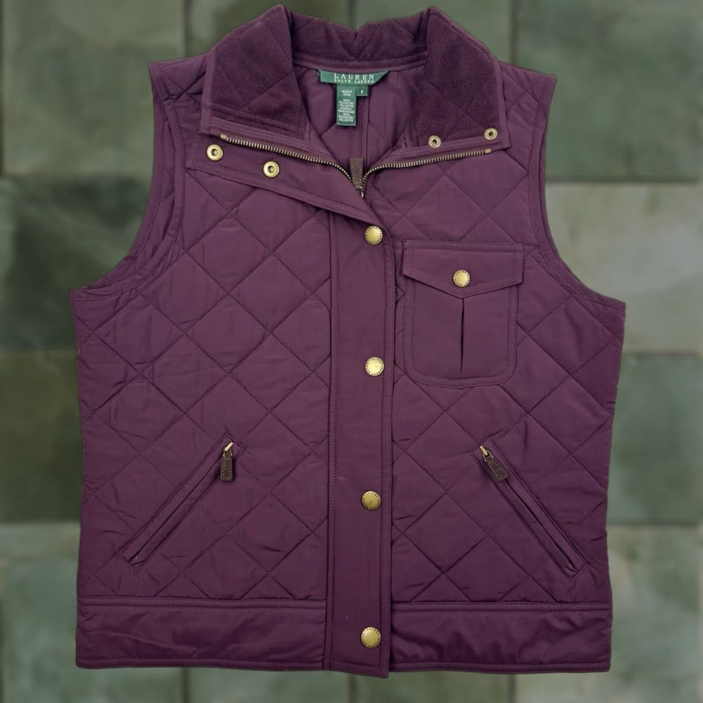 Ralph Lauren VINTAGE Lauren Ralph Lauren Vest Womens Small Equestrian Puffer Lightweight Red 90s Y2K Hipster Casual Zip Snap Womens Vest Size S / US 4 / IT 40 - 1 Thumbnail