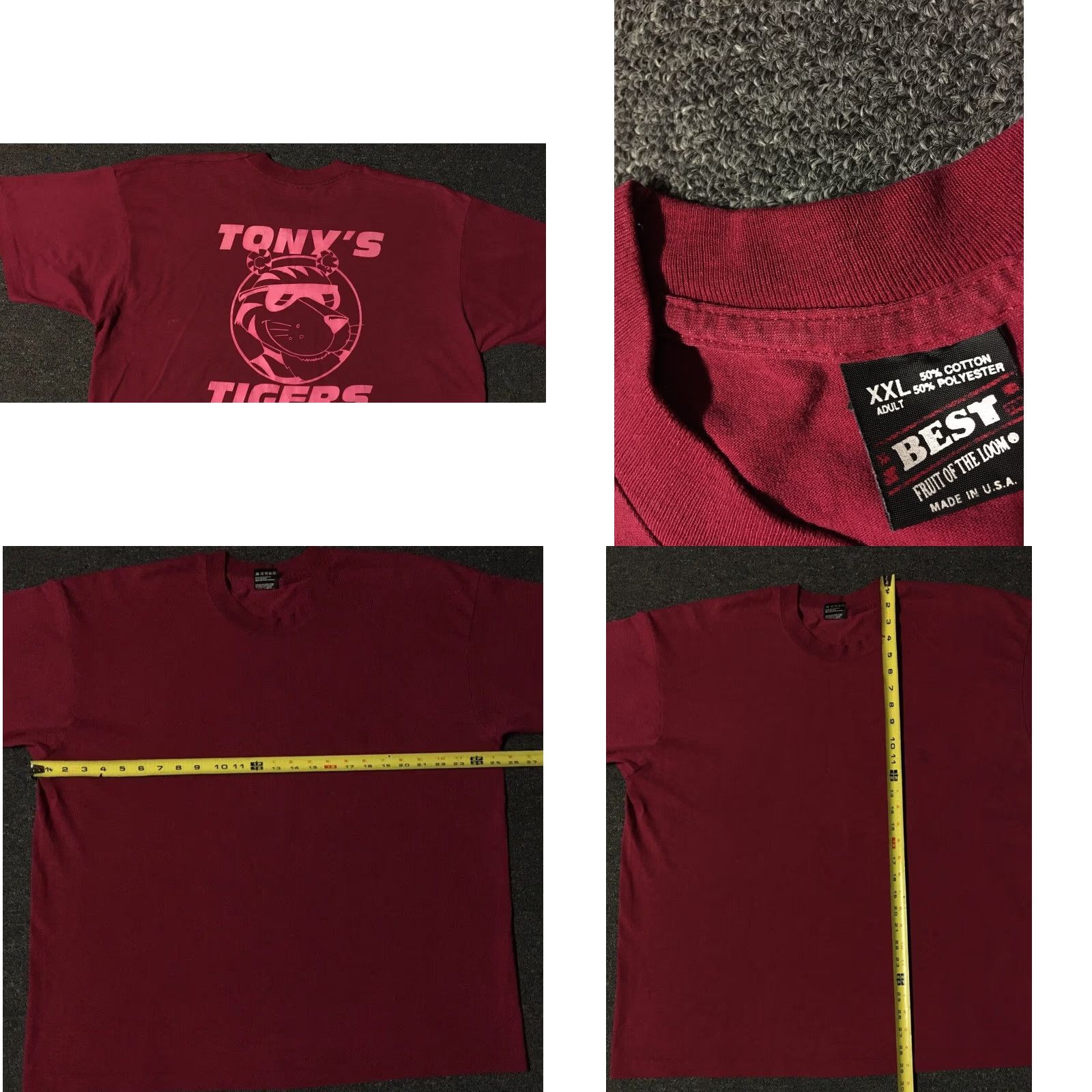 Vintage VINTAGE 90s Tonys Tigers T-Shirt XXL Red USA Animal College Sports Baseball Track PE Funny Grunge 80s Men Shirt Size US XXL / EU 58 / 5 - 8 Thumbnail