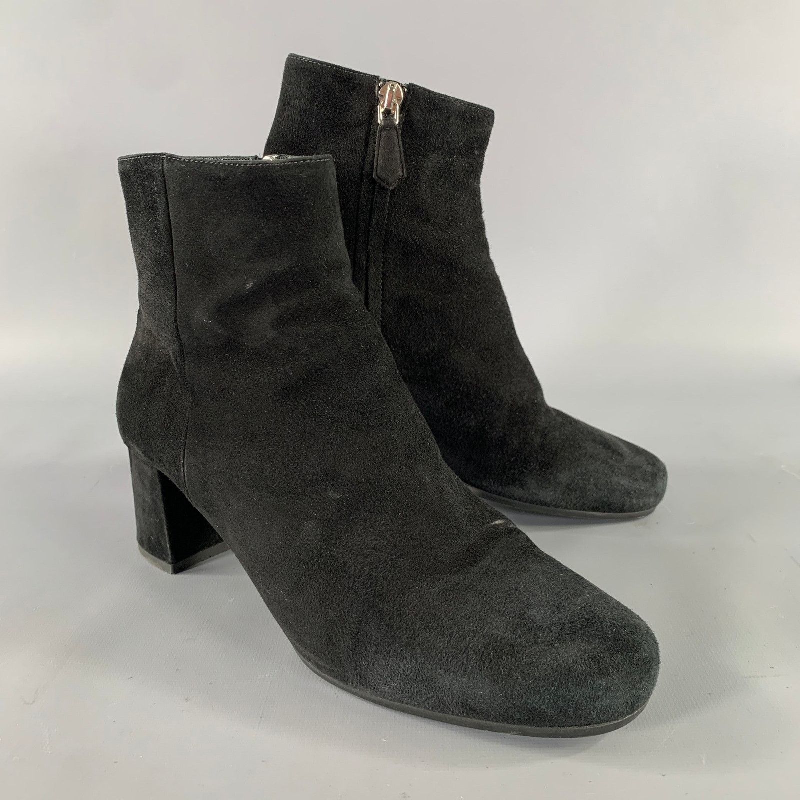 Prada PRADA Size 7.5 Black Suede Textured Side Zipper Boots Size US 7.5 / IT 37.5 - 1 Thumbnail