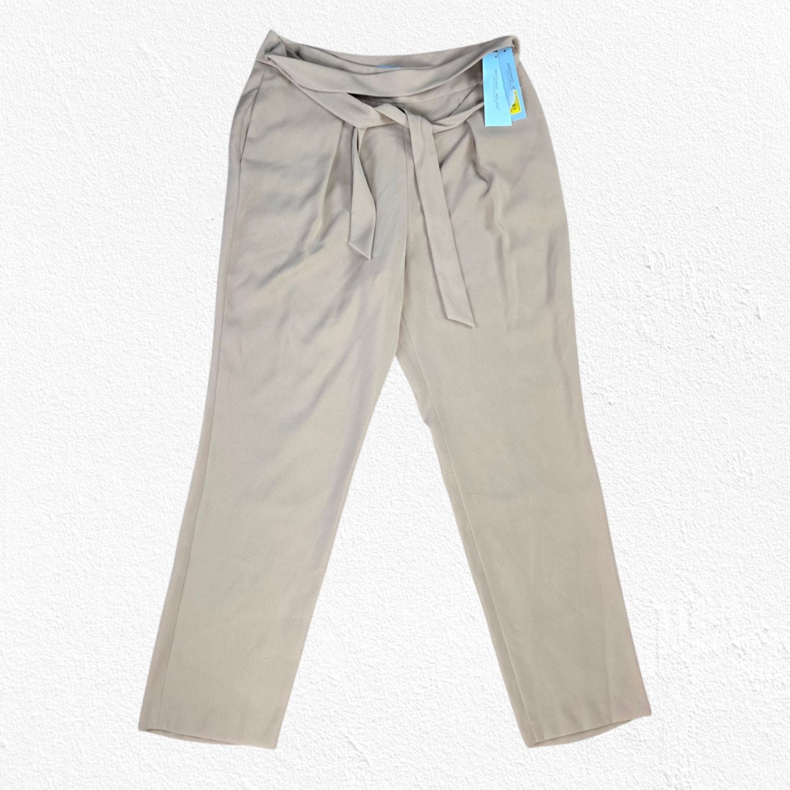 Other Beige High Rise Belted Dress Pants Size 12 Size 34" / US 12 / IT 48 - 2 Thumbnail