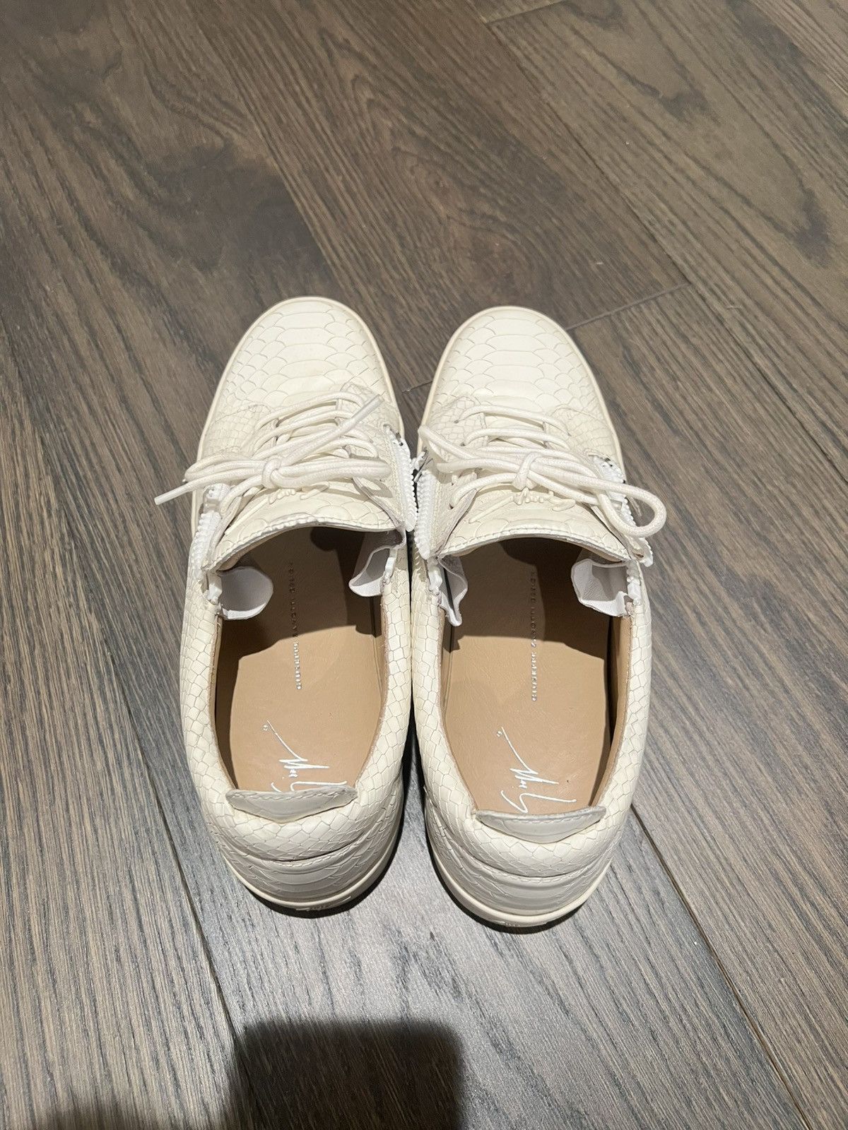 Giuseppe Zanotti Used Giuseppe Zanotti White Crocodile Embossed Sneaker Size US 11 / EU 44 - 3 Thumbnail