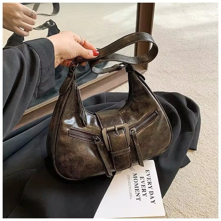 Pu Leather Shoulder Bag in Brown, Men's