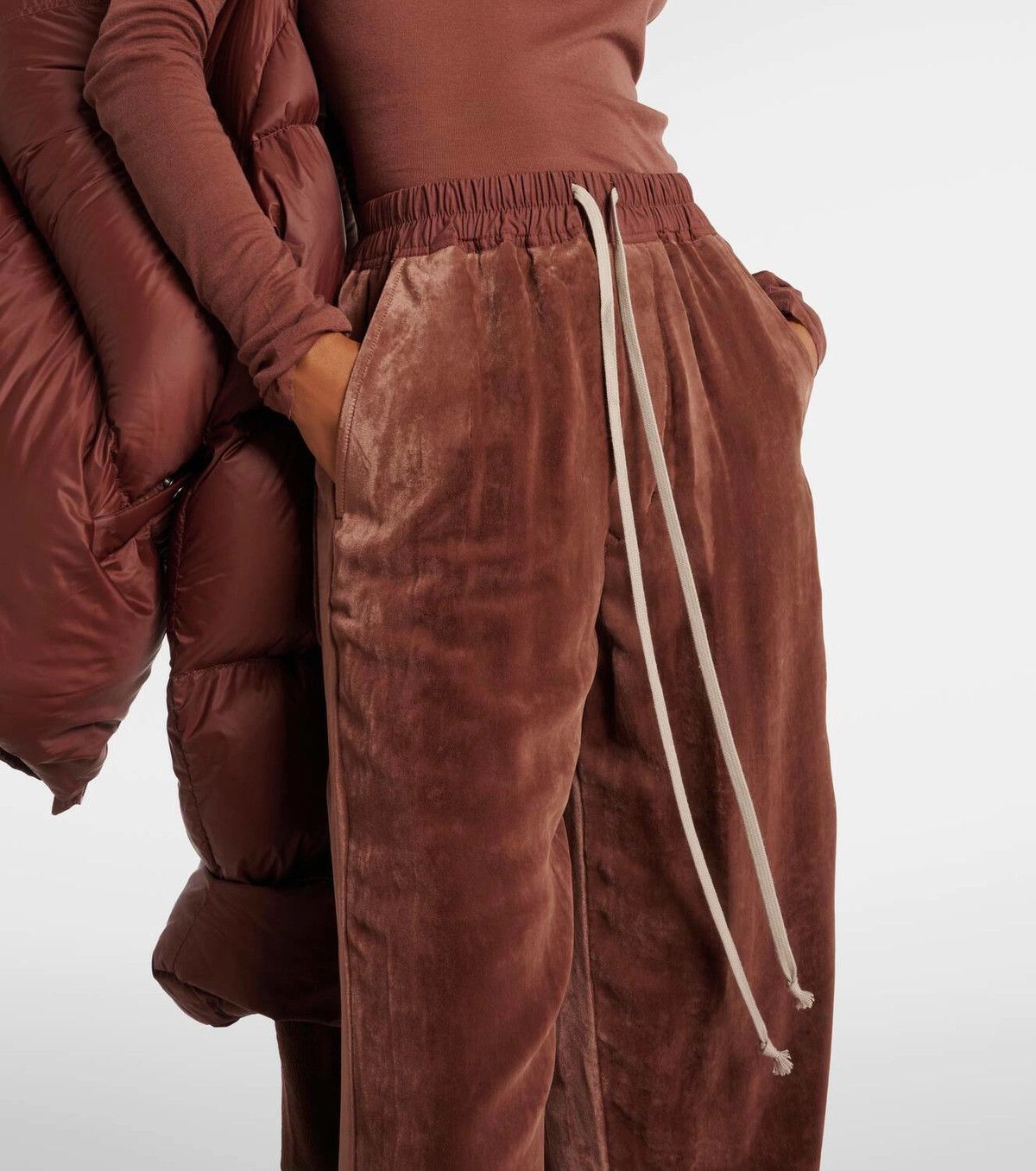Rick Owens o1y0126 Velvet Sweatpant in Chocolate Brown Size 27" / US 4 / IT 40 - 4 Thumbnail