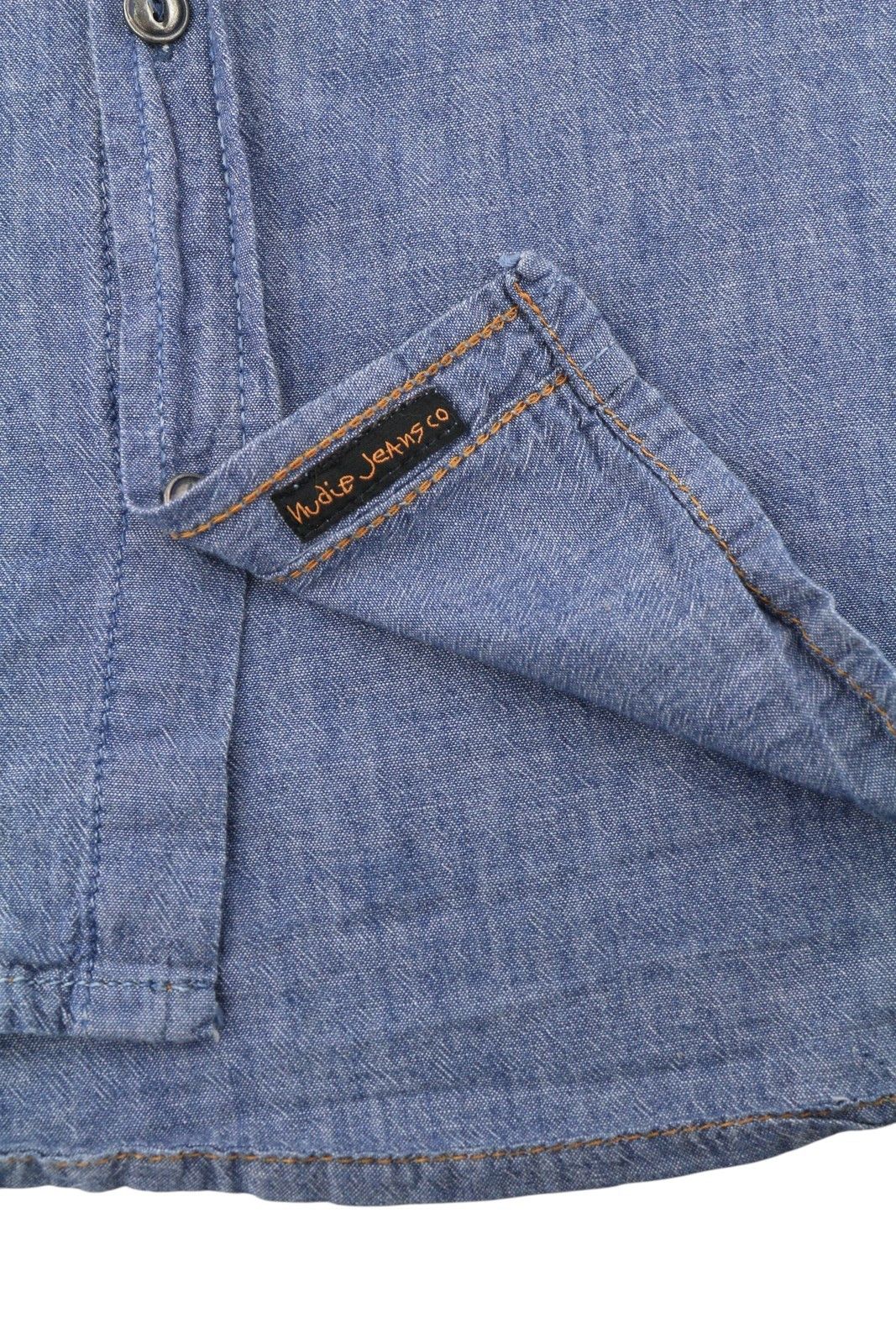 Nudie Jeans L Blue Denim Look Spread Neck 89942 Size US L / EU 52-54 / 3 - 7 Thumbnail