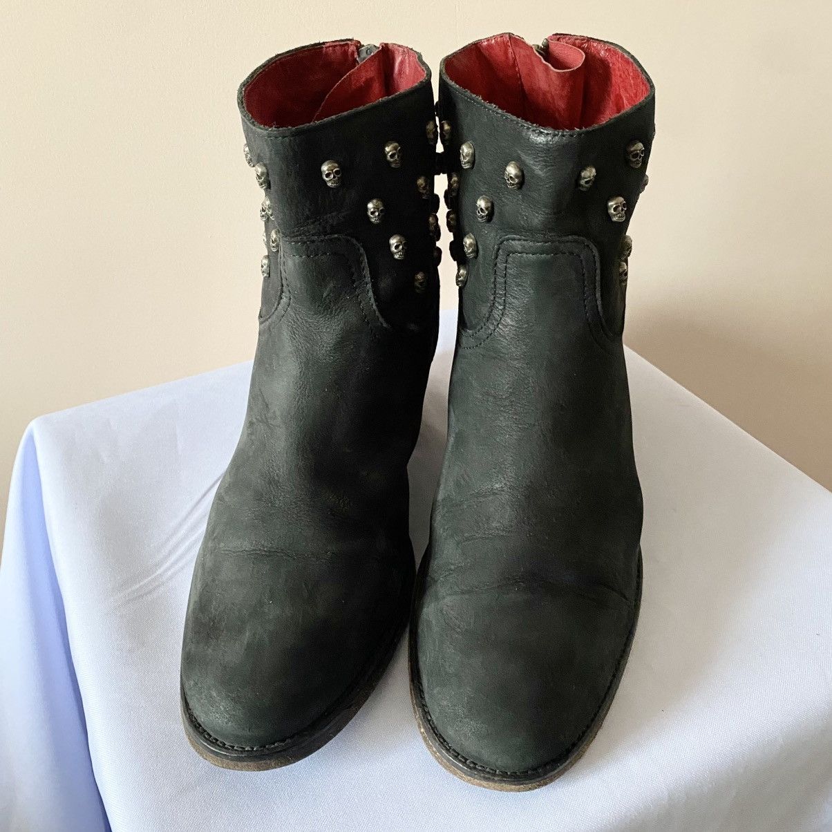 Zadig & Voltaire 00s Vintage Zadig & Voltaire Skull Biker Ankle Boots AS 98 Size US 8 / IT 38 - 3 Thumbnail