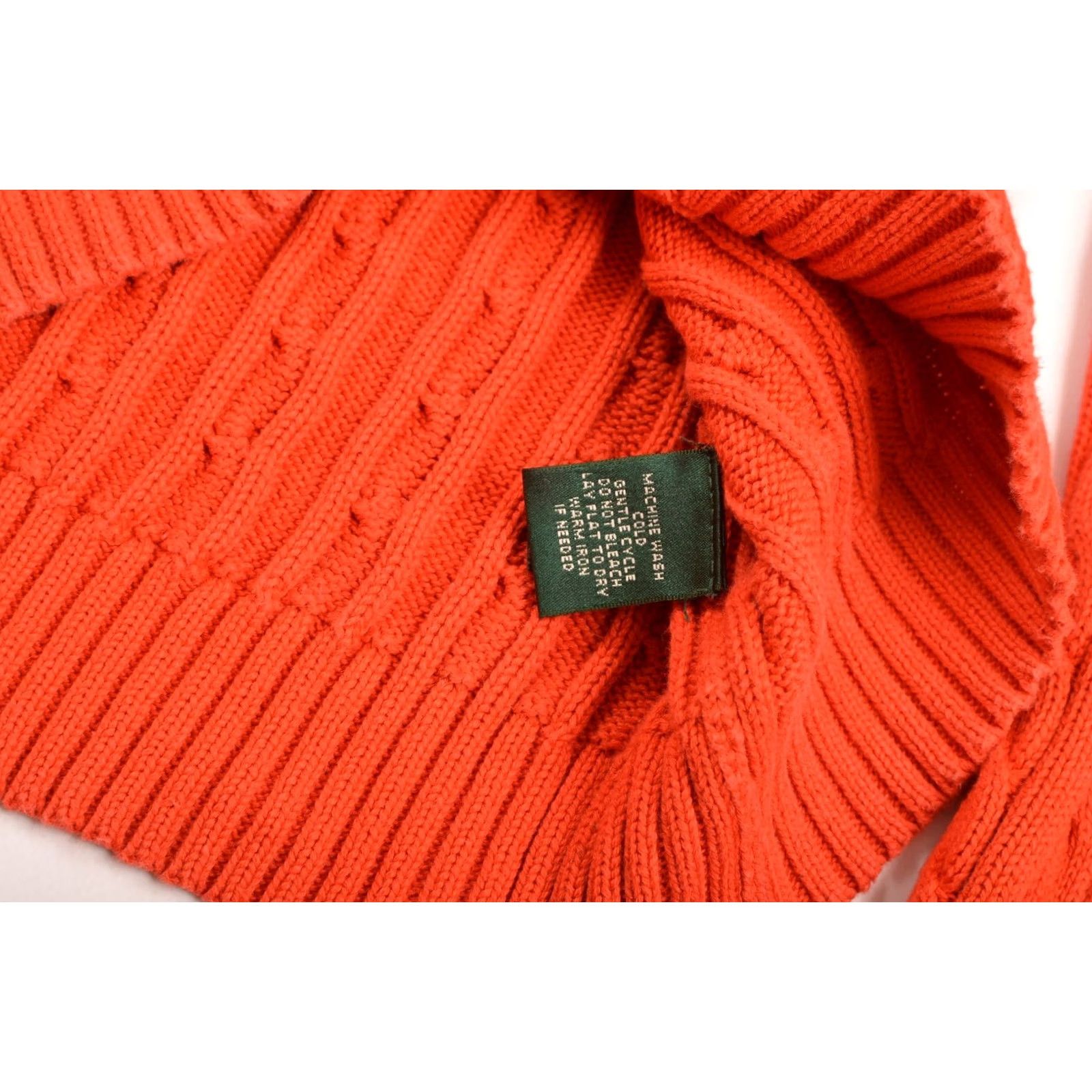 Ralph Lauren VINTAGE LRL Lauren Ralph Lauren Cable Knit Orange V-Neck Pullover Sweater Size S Womens Size S / US 4 / IT 40 - 5 Thumbnail