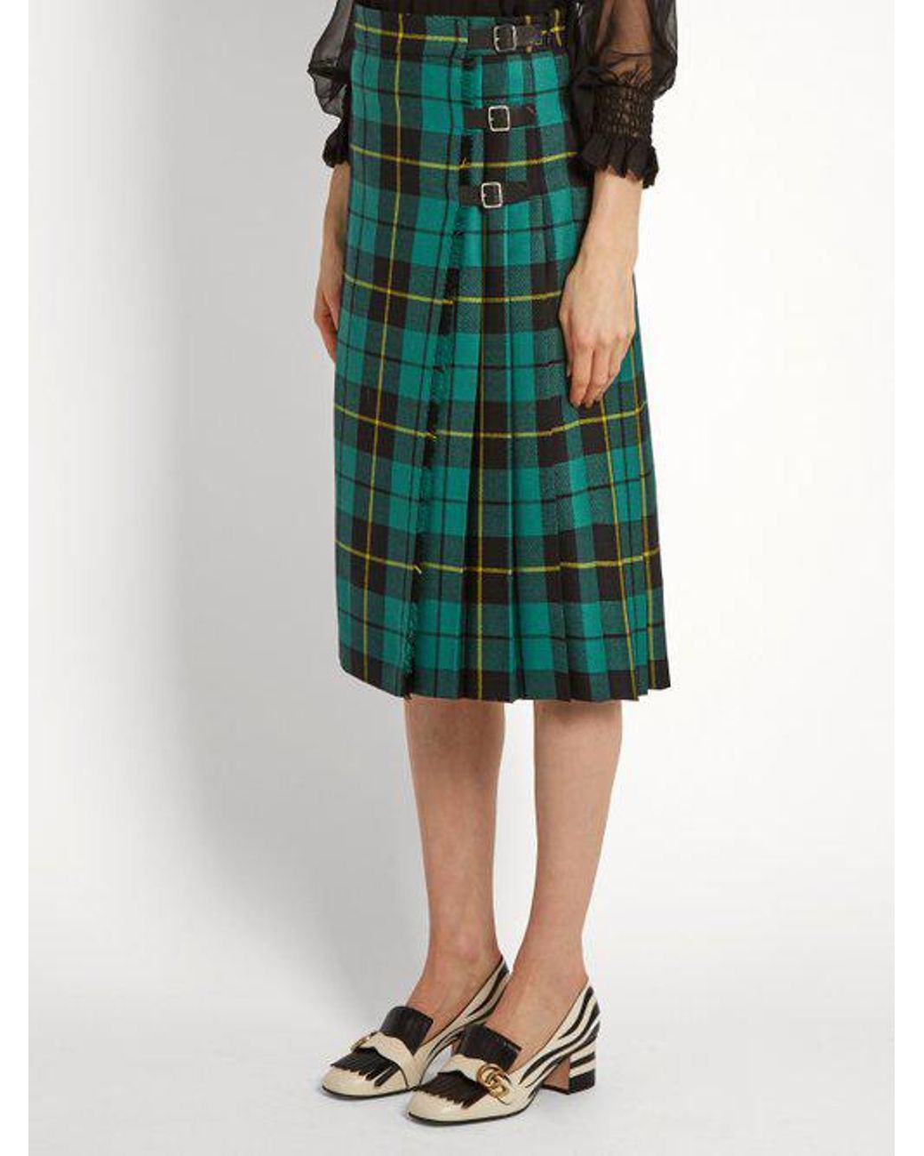 Gucci GUCCI Plaid Print Knee-Length Skirt Size 28" / US 6 / IT 42 - 8 Thumbnail