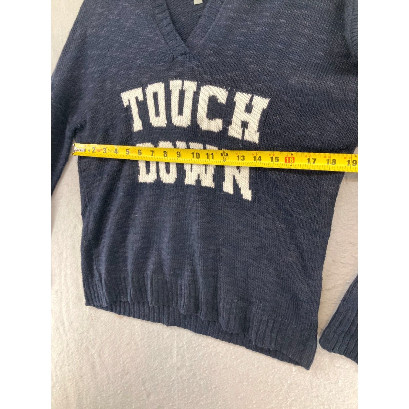 Vintage Marled Reunited Clothing Sweater Women Hooded V-Neck Long Sleeve Navy Blue XS S Small Casual Football Theme 90s? Size S / US 4 / IT 40 - 2 Thumbnail