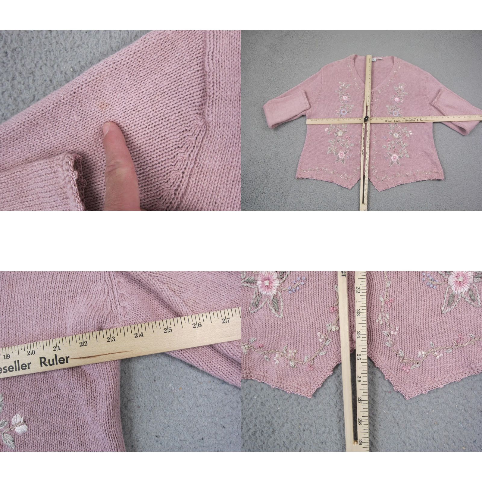 Vintage VINTAGE Willow Bay Cardigan Sweater Womens 2X Plus Pink Floral Knit Ladies 90s Size XXL / US 16-18 / IT 52-54 - 8 Thumbnail