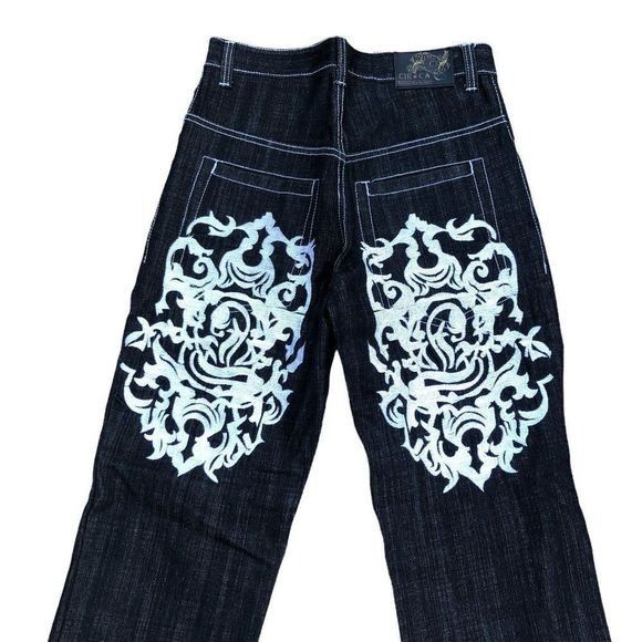 RARE Cir Ca Embroidered Jeans Size 30 Black