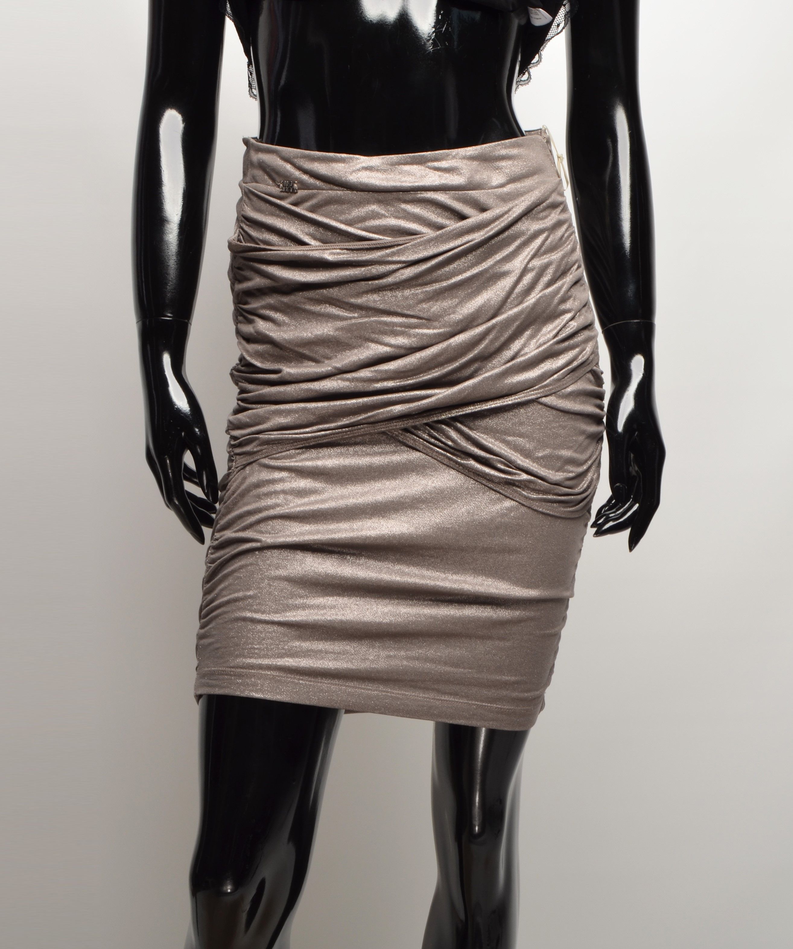 Miss Sixty Y2K Bodycon High Waisted Silver Skirt