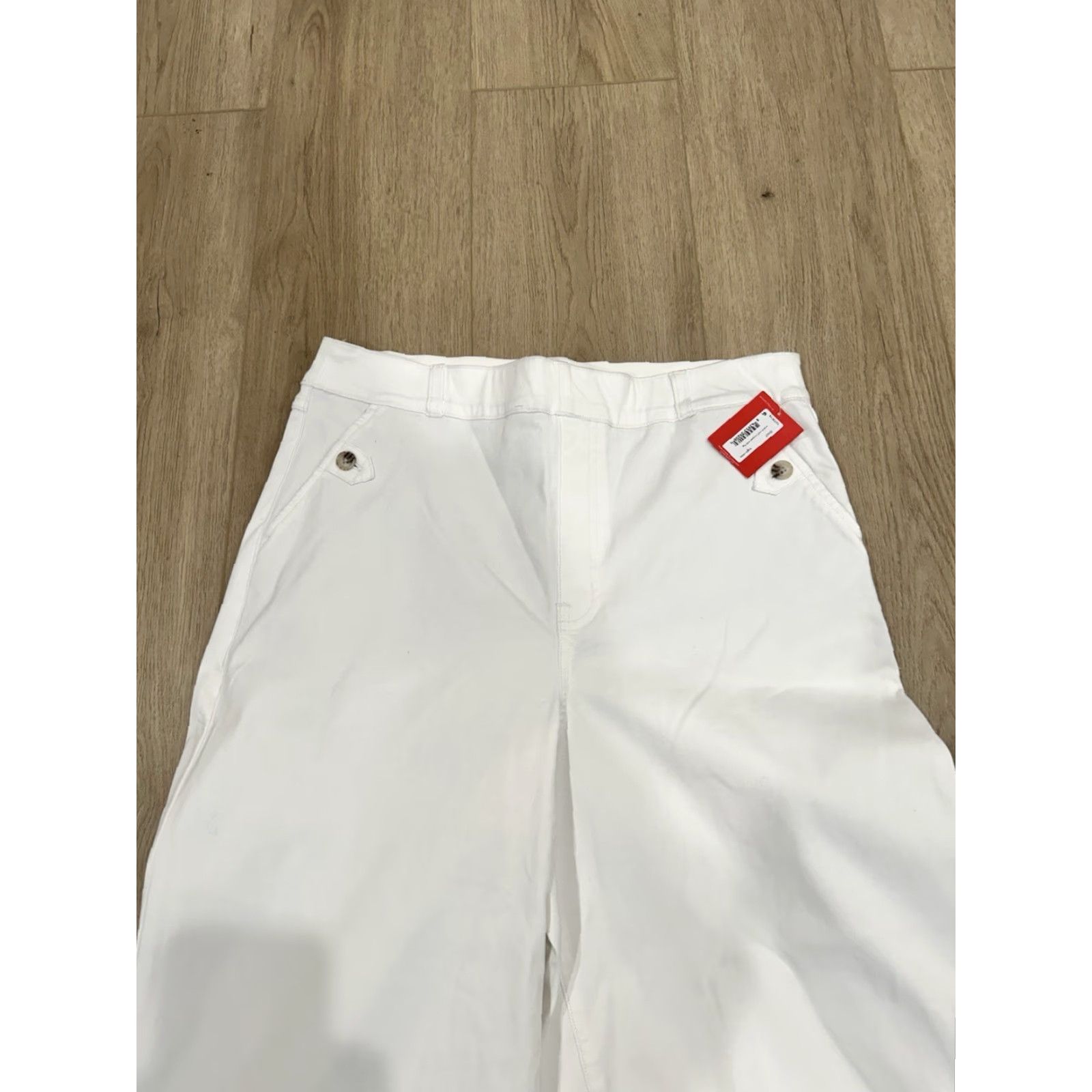 Spanx NWT Spanx Pants Cropped Wide-Leg Pull On Twill Cotton Blend XL Tall White Size 40" / US 18 - 4 Thumbnail