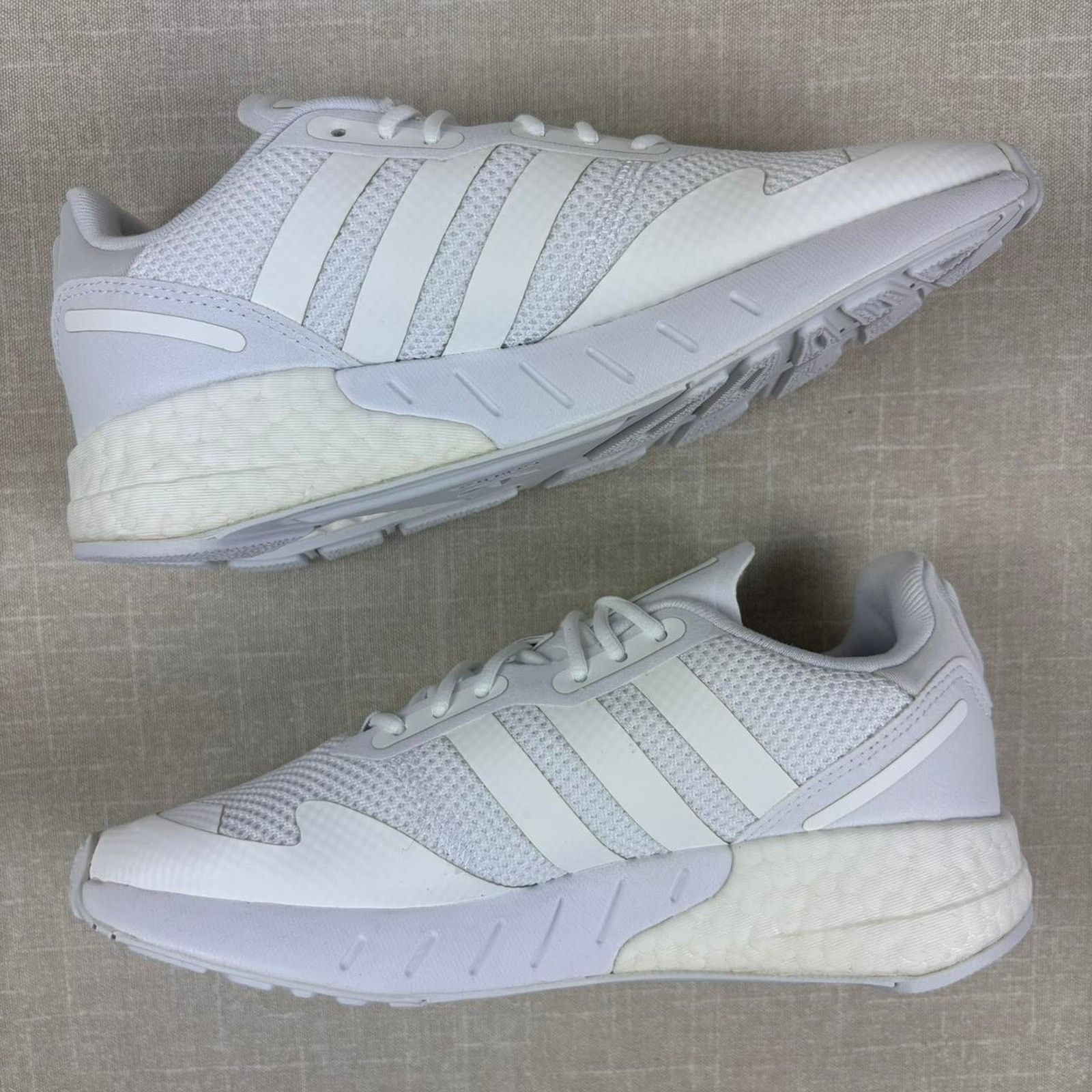 Adidas 🐇 2021 adidas ZX 1K Boost “Triple White” 7W Size US 7 / IT 37 - 4 Thumbnail