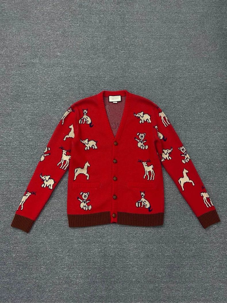 Gucci Gucci Animal pattern embroidered knitted cardigan coat Size XS / US 0-2 / IT 36-38 - 1 Thumbnail