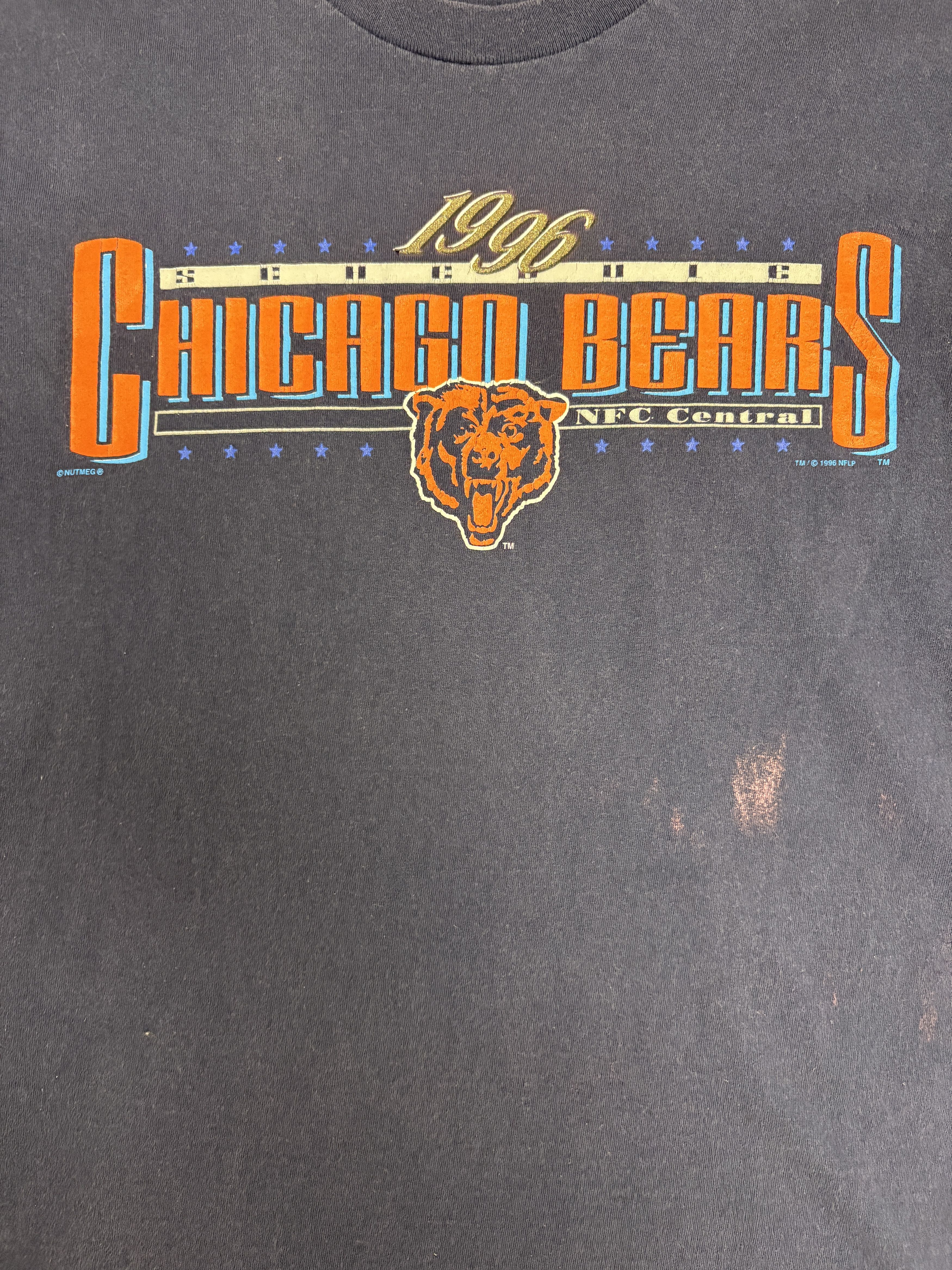 Vintage Chicago Bears 1996 Schedule Vintage Blue T-Shirt Tee Size US L / EU 52-54 / 3 - 2 Thumbnail