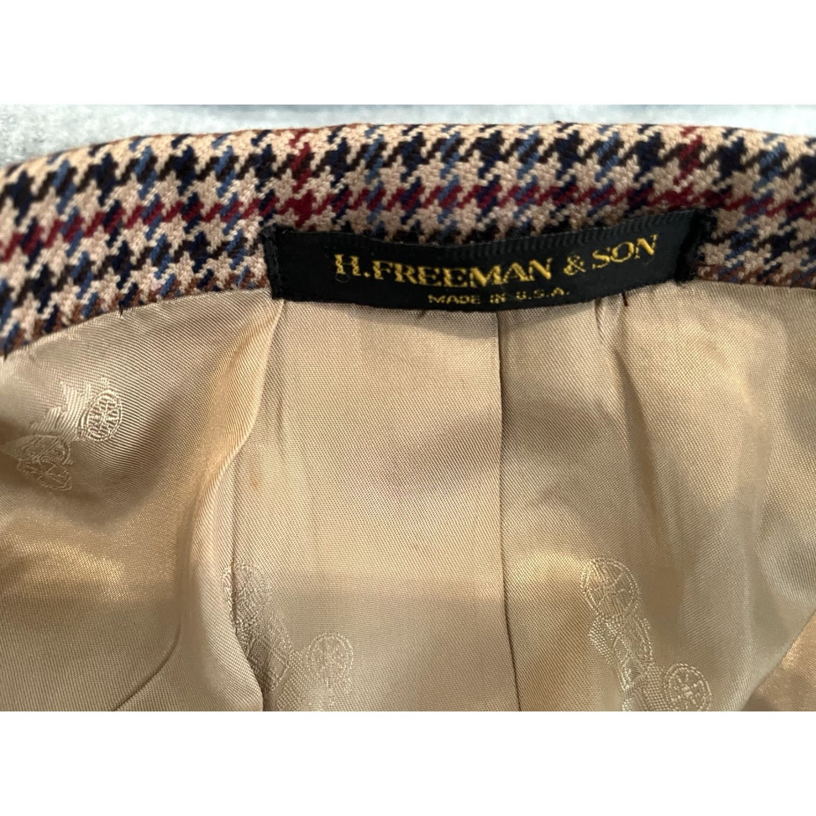 Vintage VINTAGE Hickey Freeman Blazer Jacket Mens Wool Houndstooth Brown 2-Button 44 Size Regular Clothing Coat Sport Coat Size 44R - 3 Thumbnail