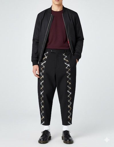 Asos ASOS DESIGN drop crotch trouser with checked front stripe Size US 32 / EU 48 - 2 Thumbnail