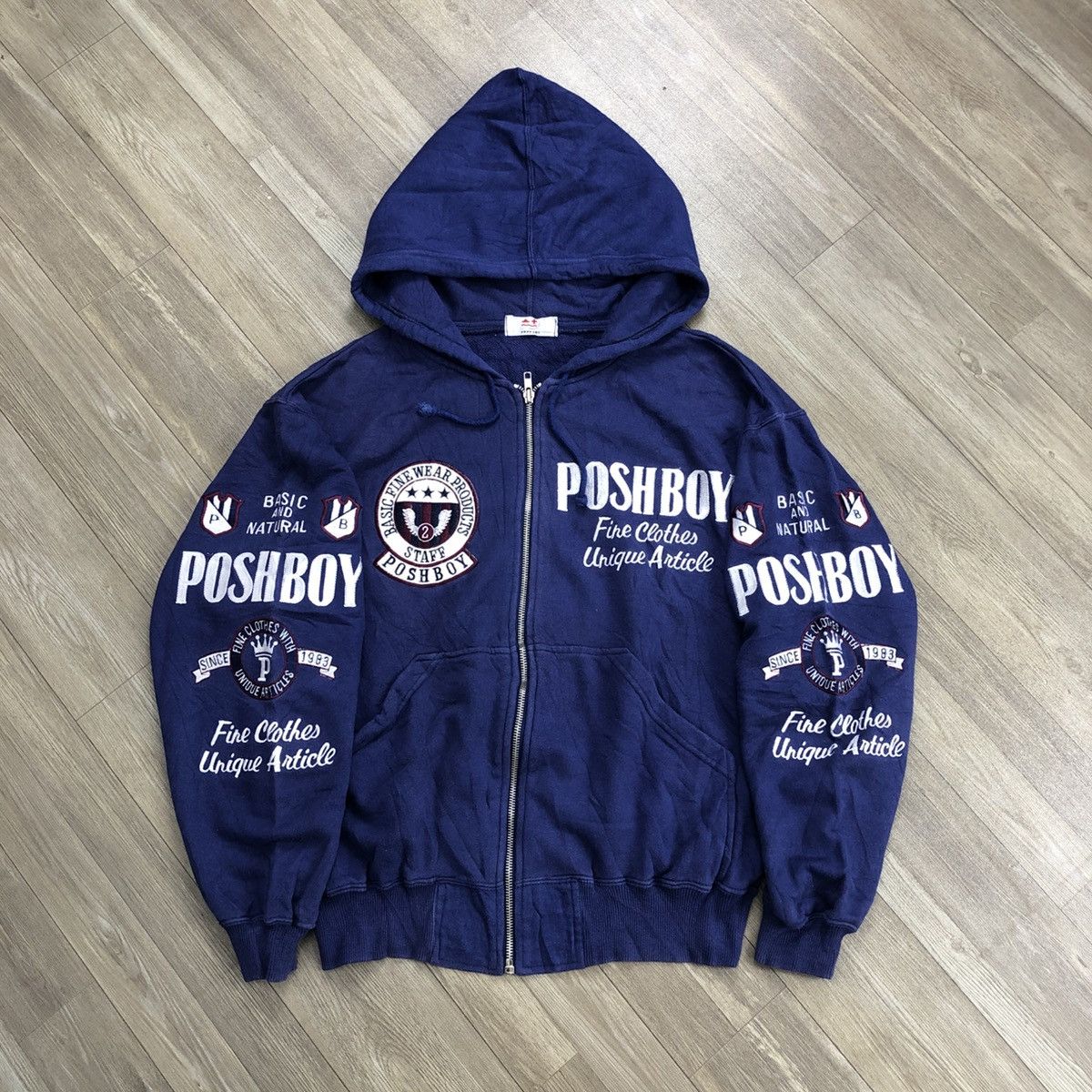 Japanese Brand × Vintage 1990s Vintage Posh Boy Staff Embroidered Zipper Hoodie Size US M / EU 48-50 / 2 - 1 Thumbnail