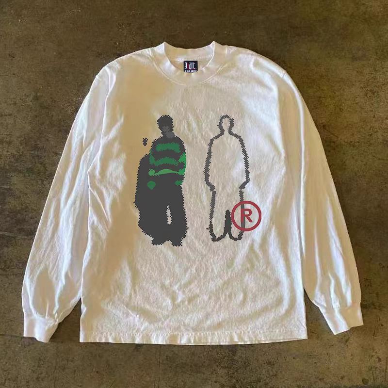 Japanese Brand × Vintage White casual retro trend boy printed long-sleeved tee Size US L / EU 52-54 / 3 - 1 Thumbnail