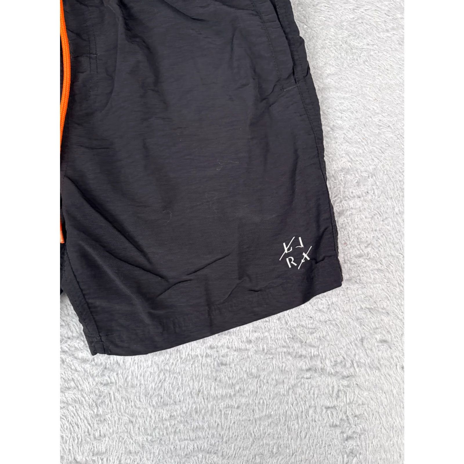 Vintage LIRX Swim Trunks Mens Small Black Elastic Waist Drawsring 100% Nylon Beach Surf Size ONE SIZE - 2 Thumbnail