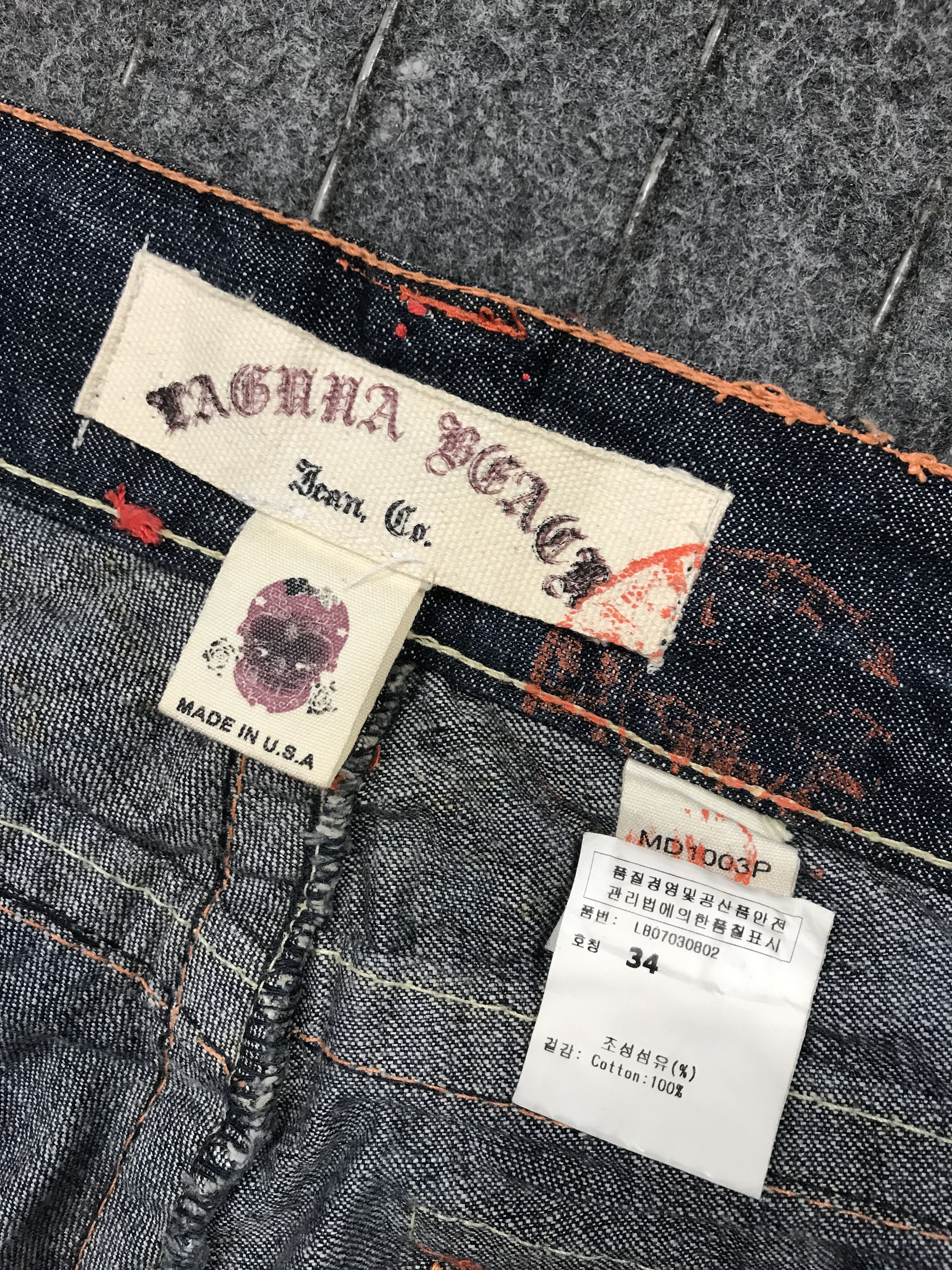 Vintage Laguna Beach Jean Co Cross Skull Logo Indigo Denim Size US 34 / EU 50 - 7 Thumbnail