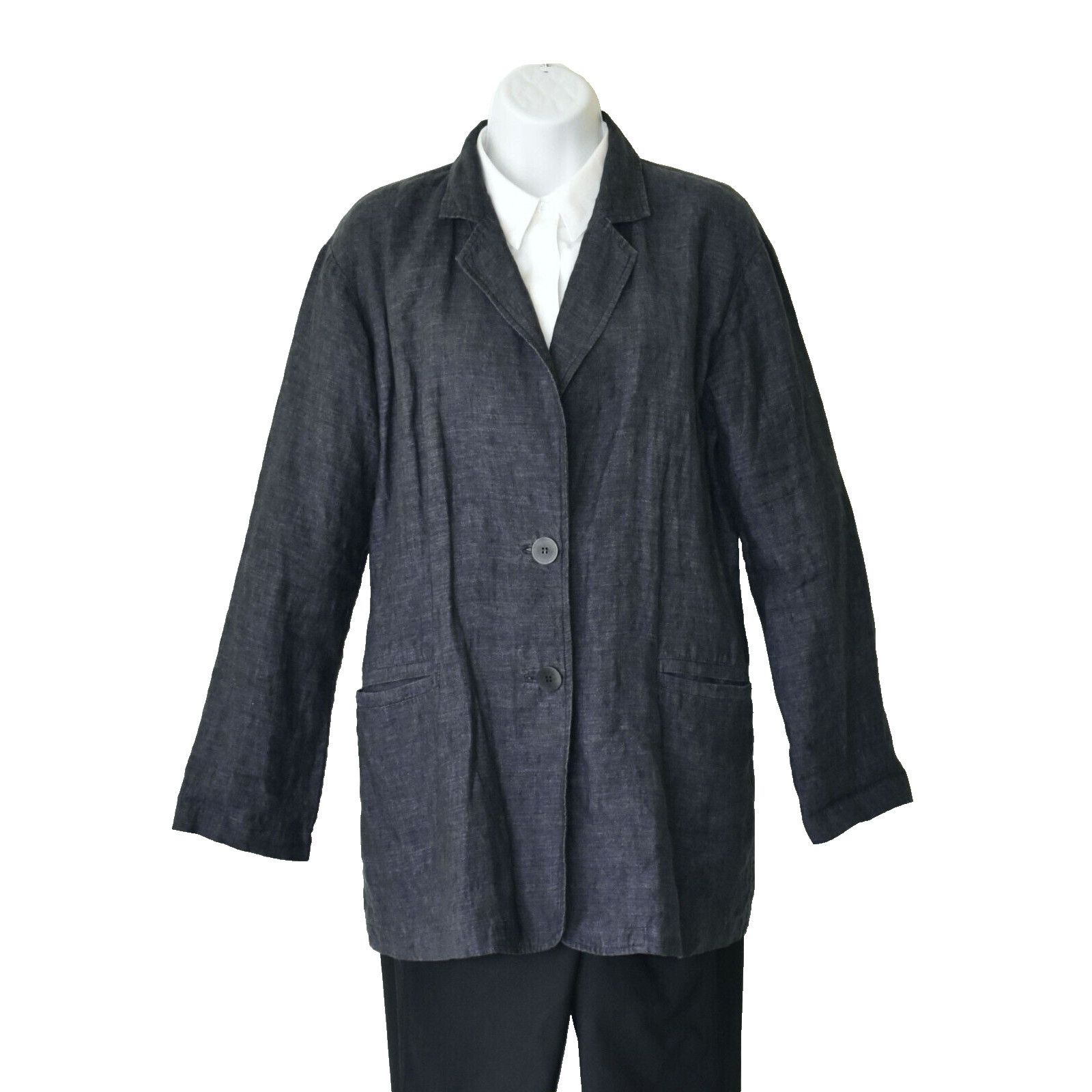 Eileen Fisher EILEEN FISHER Org Linen Delave Notch Collar Jacket XS $348 Size XS / US 0-2 / IT 36-38 - 1 Thumbnail
