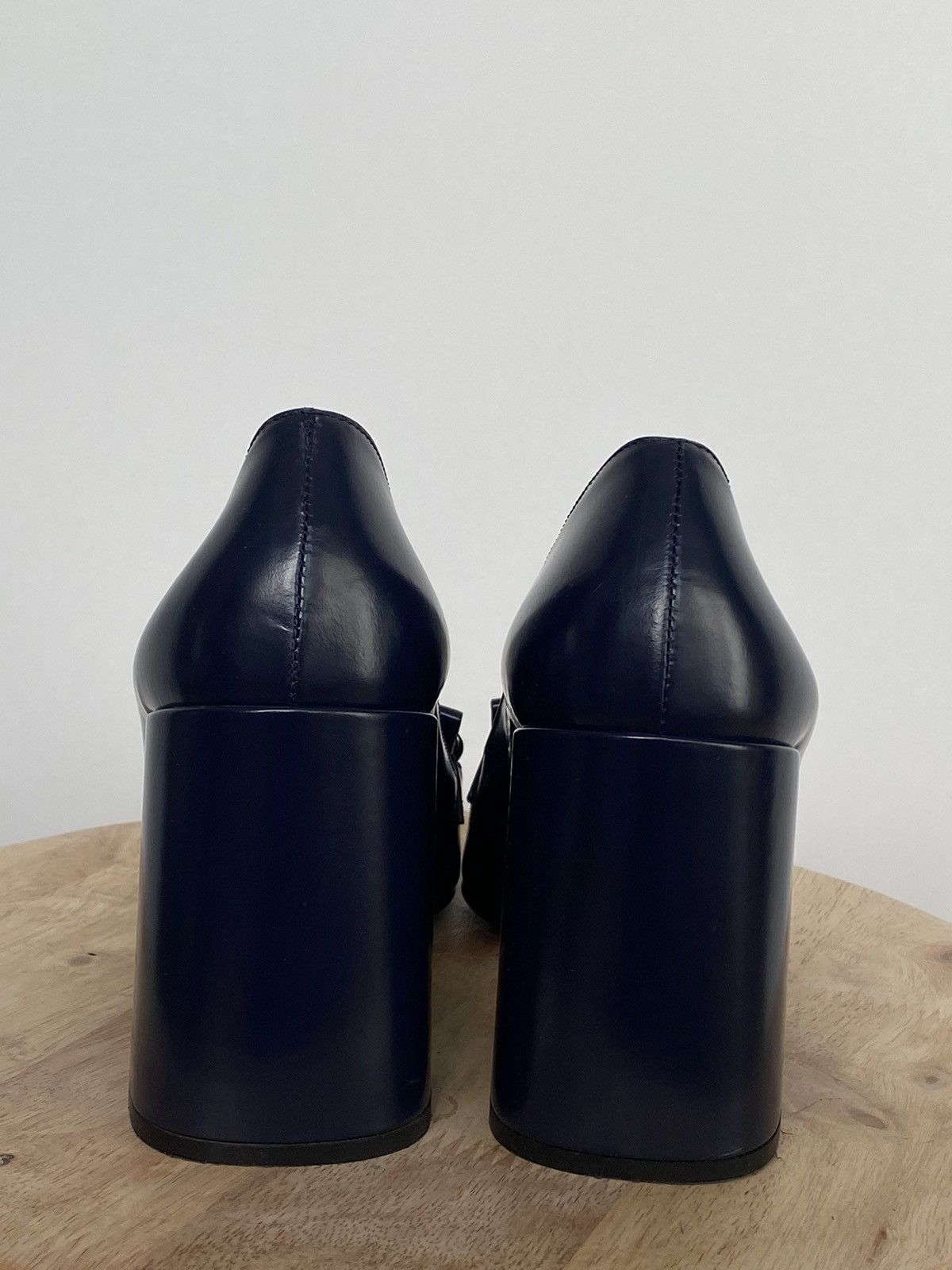 Prada Prada Heeled Leather Navy Loafers Chain Size US 8.5 / IT 38.5 - 5 Thumbnail