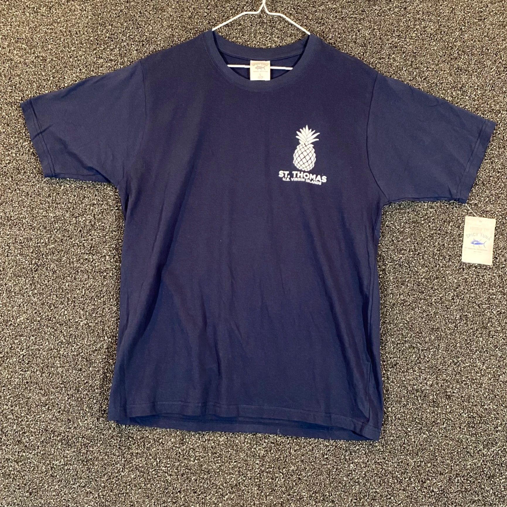 Vintage Spicy Tuna Shirt Mens Large Blue St. Thomas Salty Tee Short Sleeve Graphic NEW Size US L / EU 52-54 / 3 - 2 Thumbnail