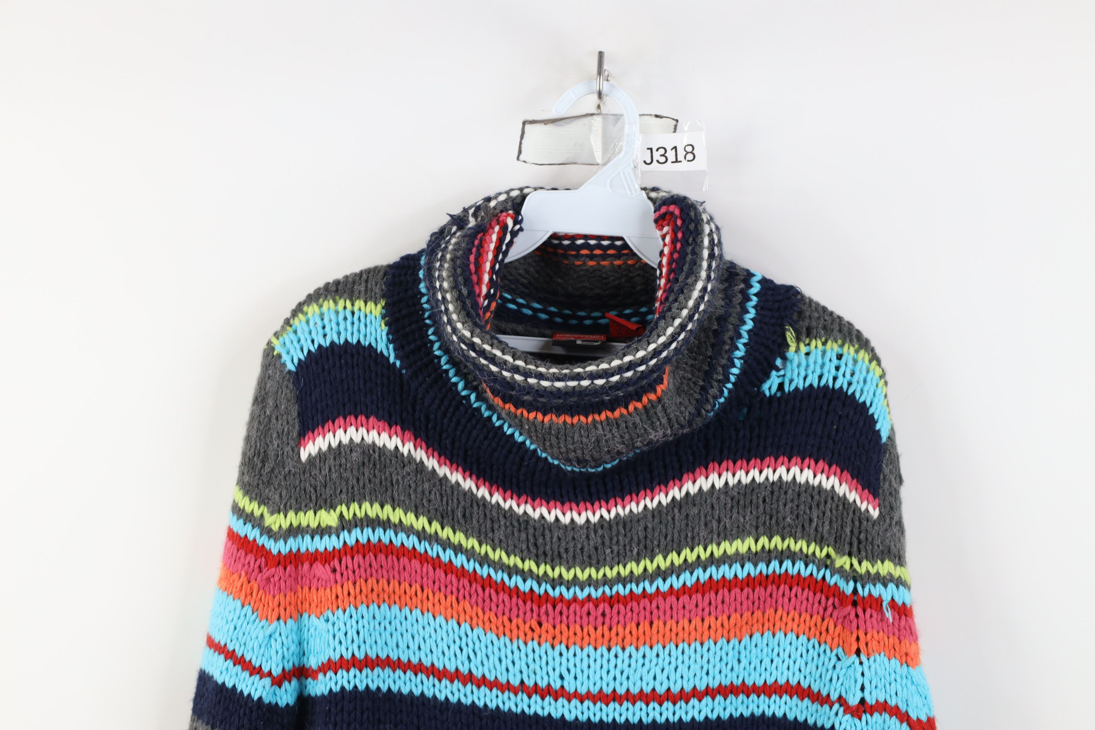 Vintage Vintage 90s Y2K Babydoll Rainbow Striped Turtleneck Sweater Size XL / US 12-14 / IT 48-50 - 2 Thumbnail