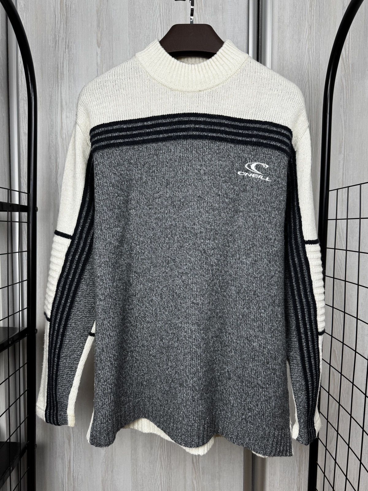 O'Neill O’neill vintage 90s grey beige striped sweater jumper Size US M / EU 48-50 / 2 - 1 Thumbnail
