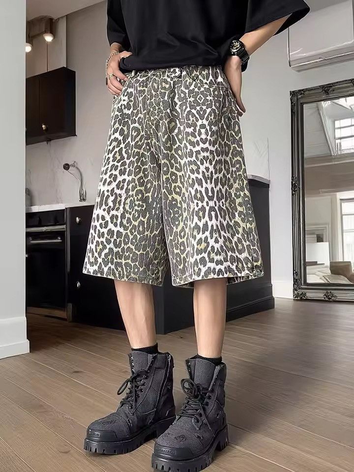 Japanese Brand VIBE Slouchy style vintage leopard baggy denim shorts Size US 30 / EU 46 - 4 Thumbnail