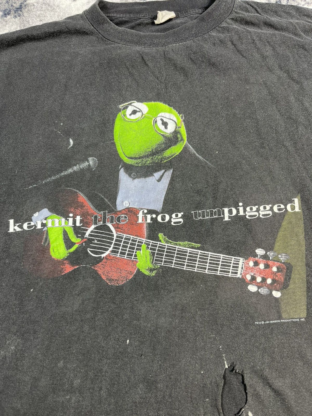 Band Tees Kermit The Frog Unplugged Tee Distressed Faded Black XXL Size US XXL / EU 58 / 5 - 4 Thumbnail