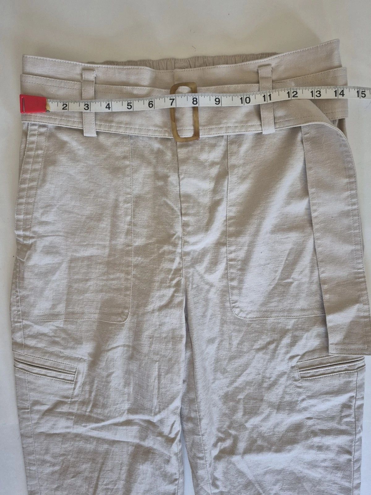 Vince Vince Pants Tan Cargo Linen Blend Belted Cuffed Size S Size 29" - 9 Thumbnail