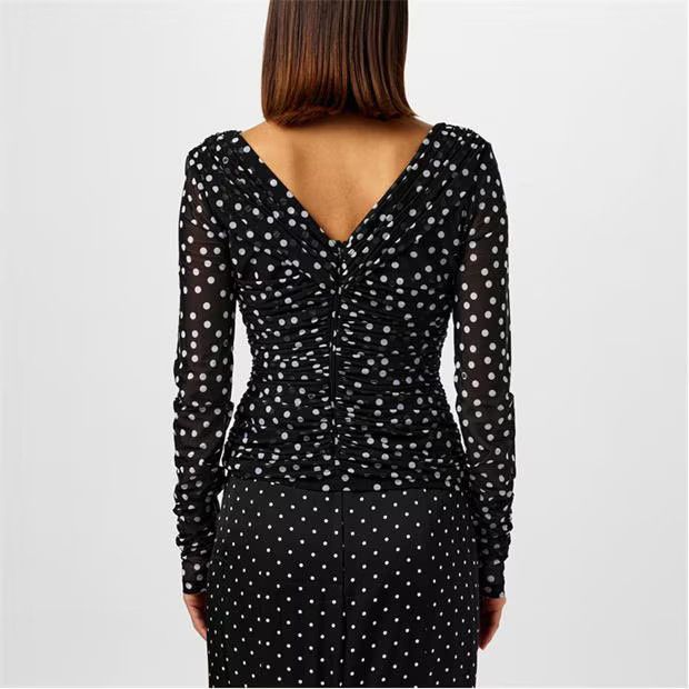 Dolce & Gabbana o1g2r1mq1024 Polka Chiffon T-Shirts in Nero & White Size M / US 6-8 / IT 42-44 - 5 Thumbnail