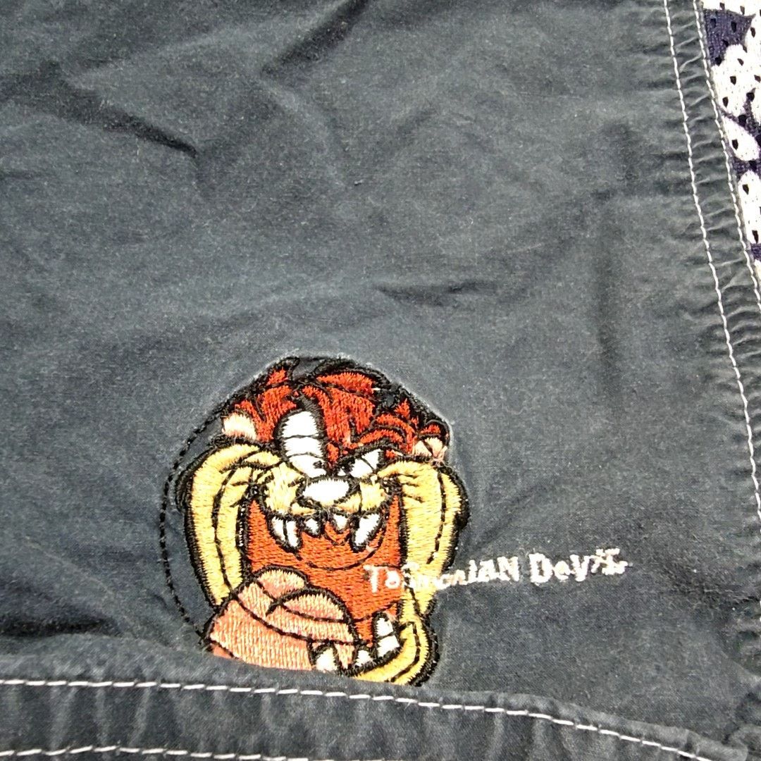 Vintage Vintage Looney Tunes Taz Swim Shorts Blue Cartoon L Size US 33 - 2 Thumbnail