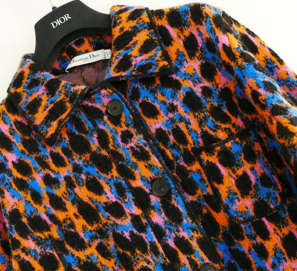 Dior Dior SS22 Leopard Neon Logo Wool Coat Size M / US 6-8 / IT 42-44 - 2 Thumbnail