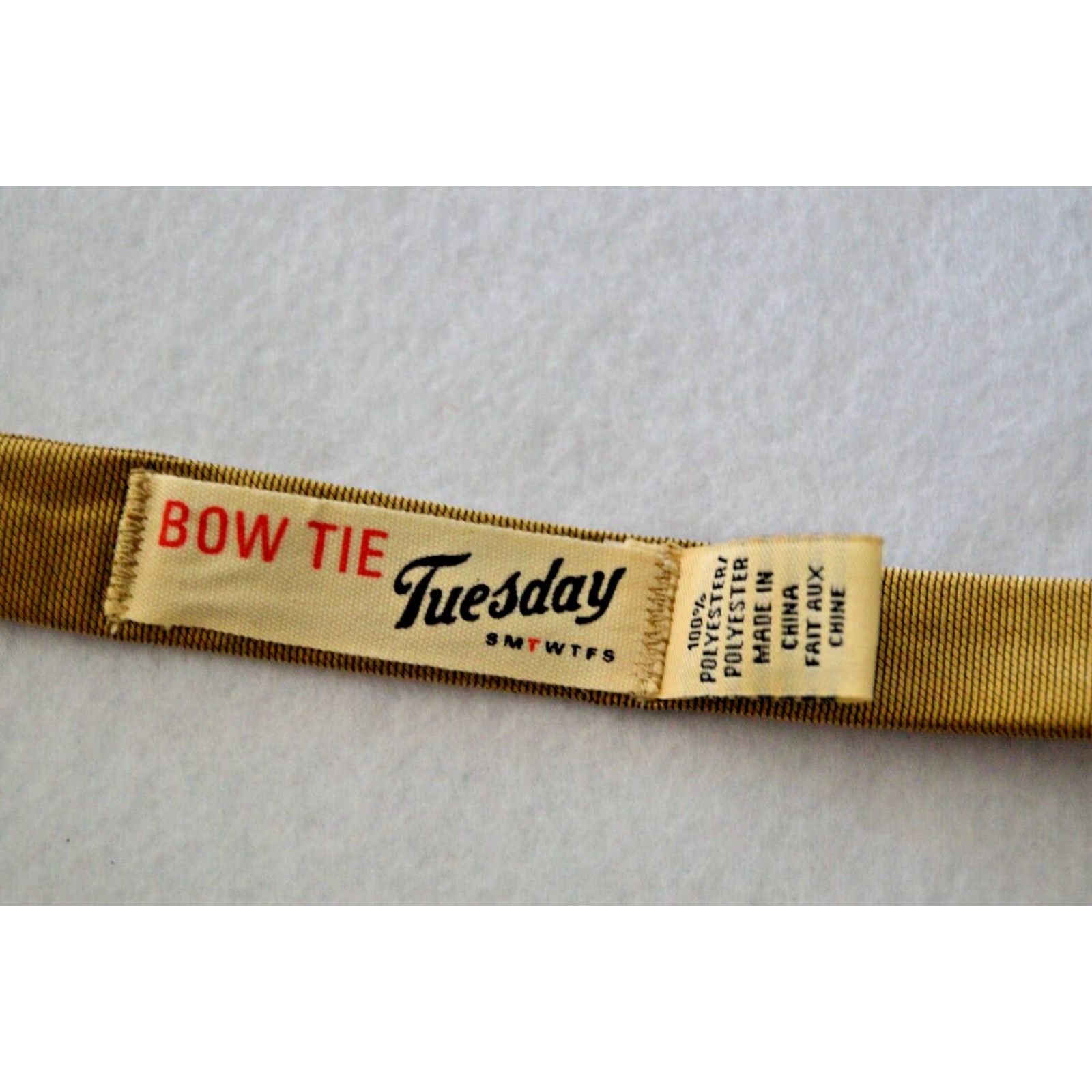 Vintage Bow Tie Tuesday Plaid Bowtie Pre-Tied Adjustable gold Bow Tie Tuesday Men Gold Polyester Woven Bow Tie Pre Tied Mens Bow Tie Tuesday Gold Size ONE SIZE - 3 Thumbnail